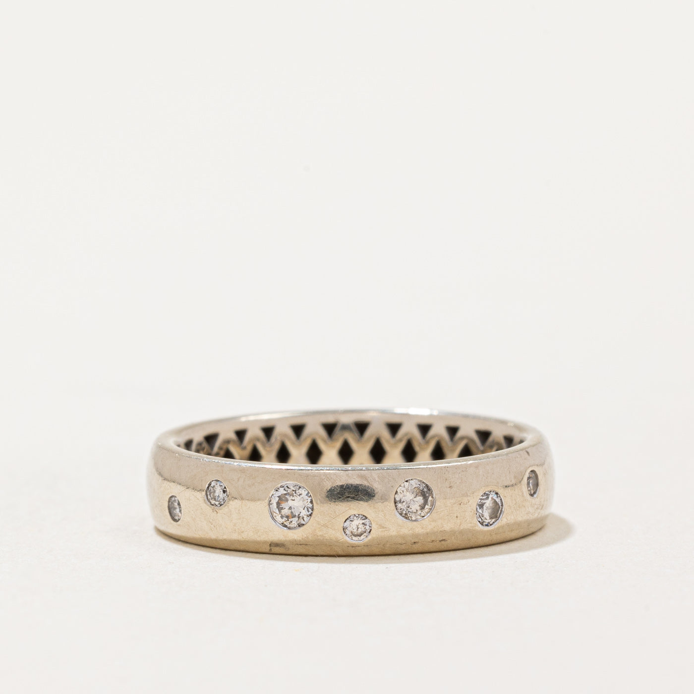 White Gold Flush Set Diamond Band | 0.12ctw | SZ 4.75 |
