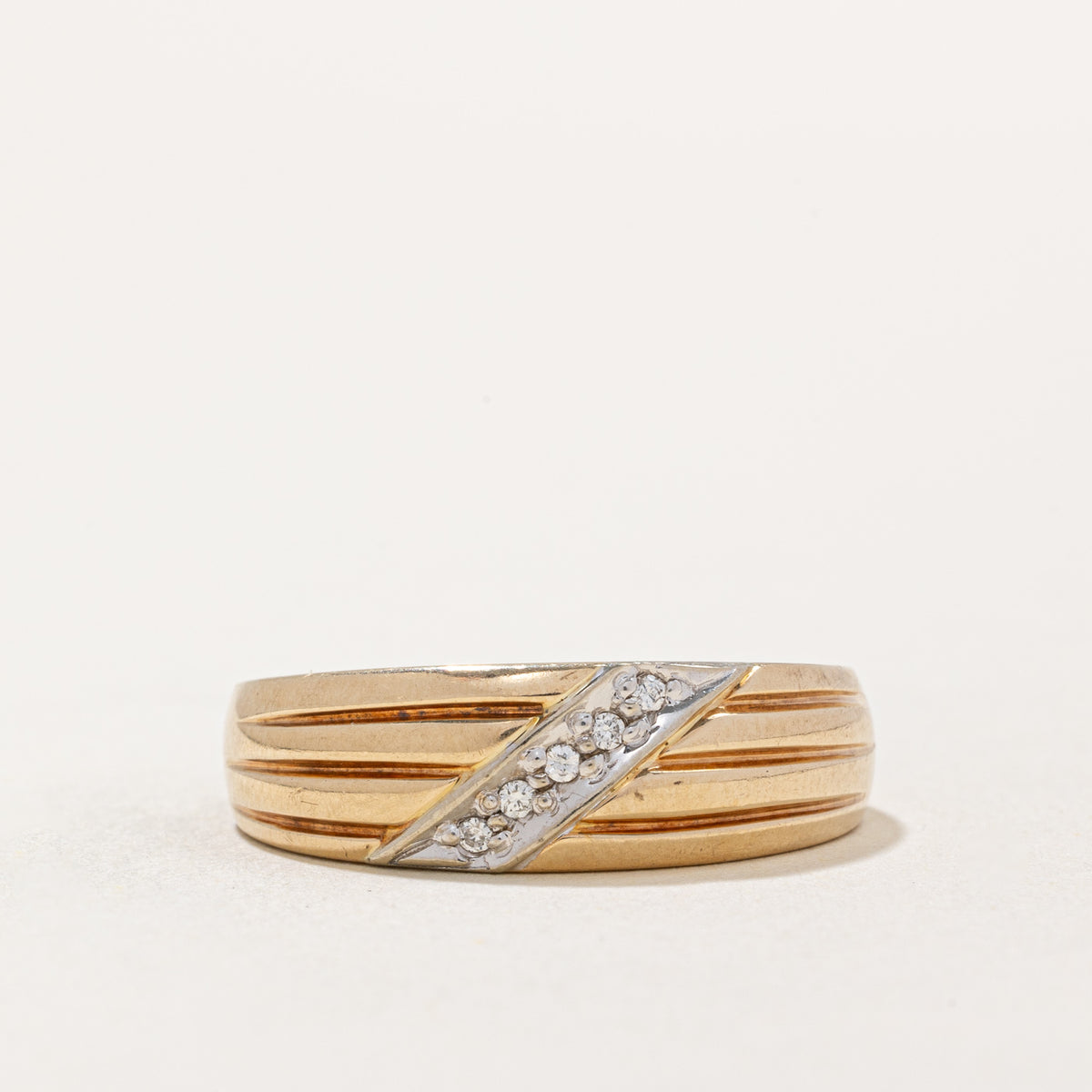 Diamond Diagonal Row Ring | 0.05ctw | SZ 9.75