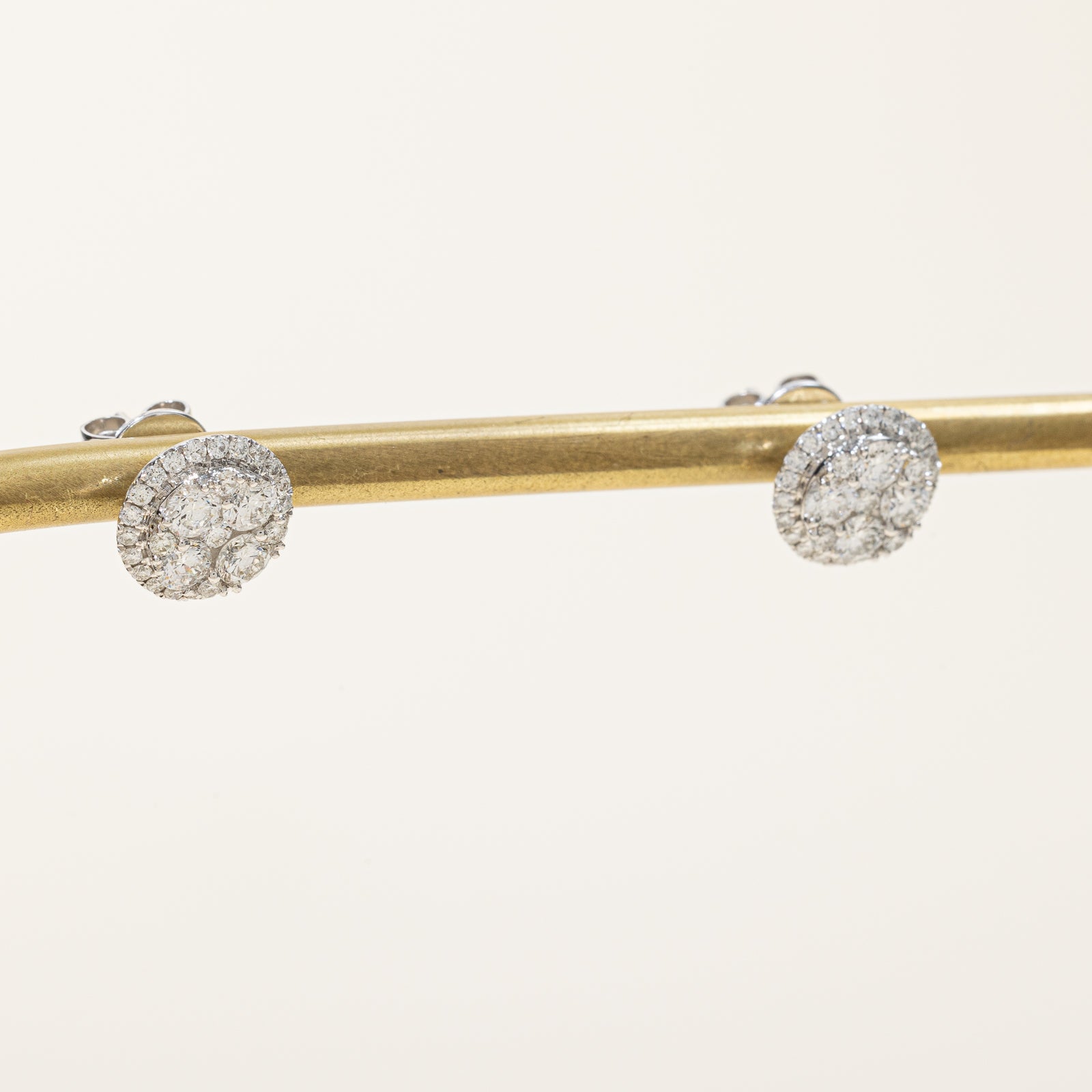 Diamond Cluster Halo Earrings | 0.90ctw |