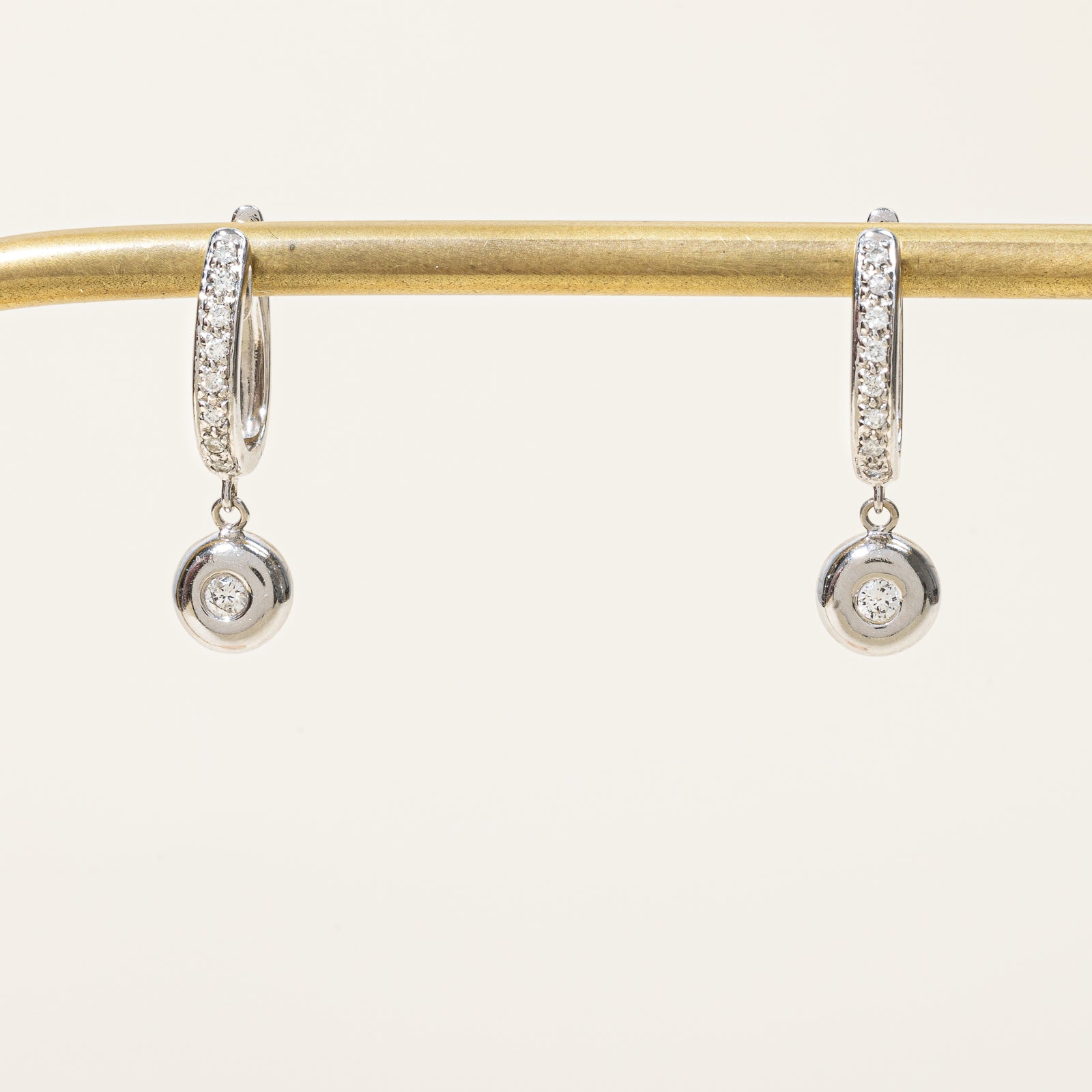 Bezel Set Diamond Huggie Drop Earrings | 0.17ctw |
