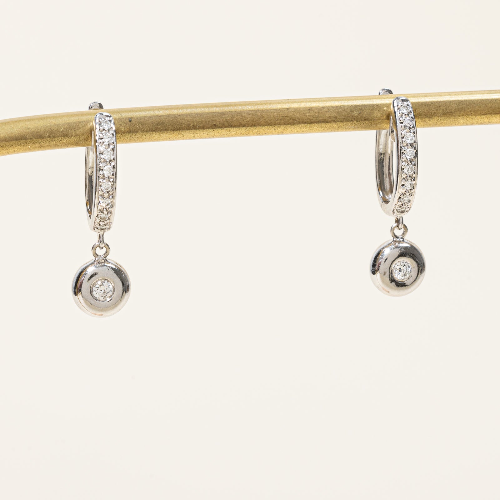 Bezel Set Diamond Huggie Drop Earrings | 0.17ctw |