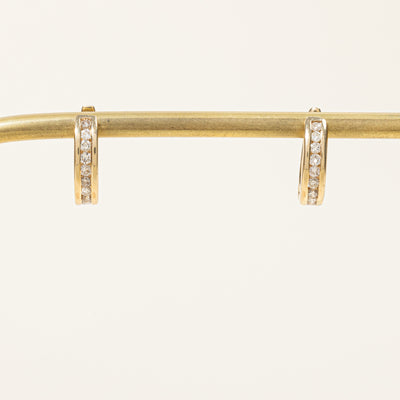 Diamond Channel Set Huggie Earrings | 0.48ctw |