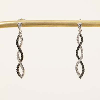 Diamond & Black Diamond Drop Earrings | 0.26ctw, 0.20ctw |