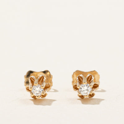 Belcher Set Diamond Stud Earrings | 0.07ctw |