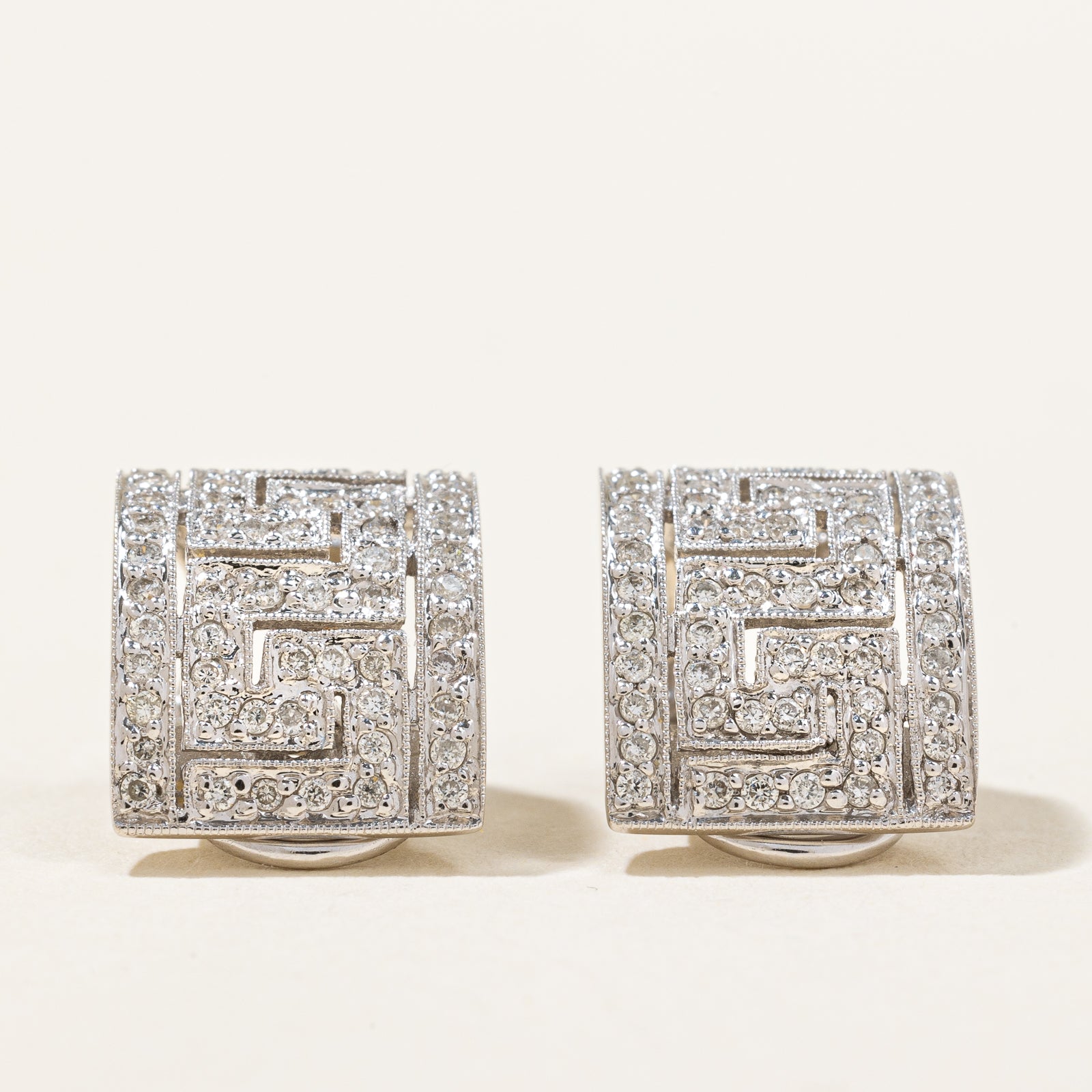 Diamond Geometric Design Stud Earrings | 0.50ctw |