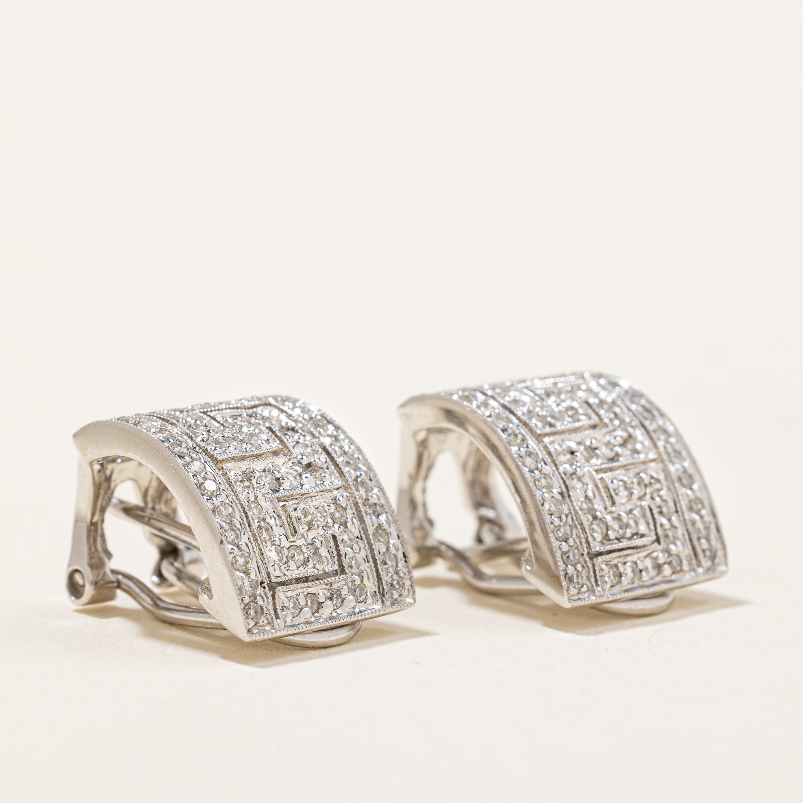 Diamond Geometric Design Stud Earrings | 0.50ctw |