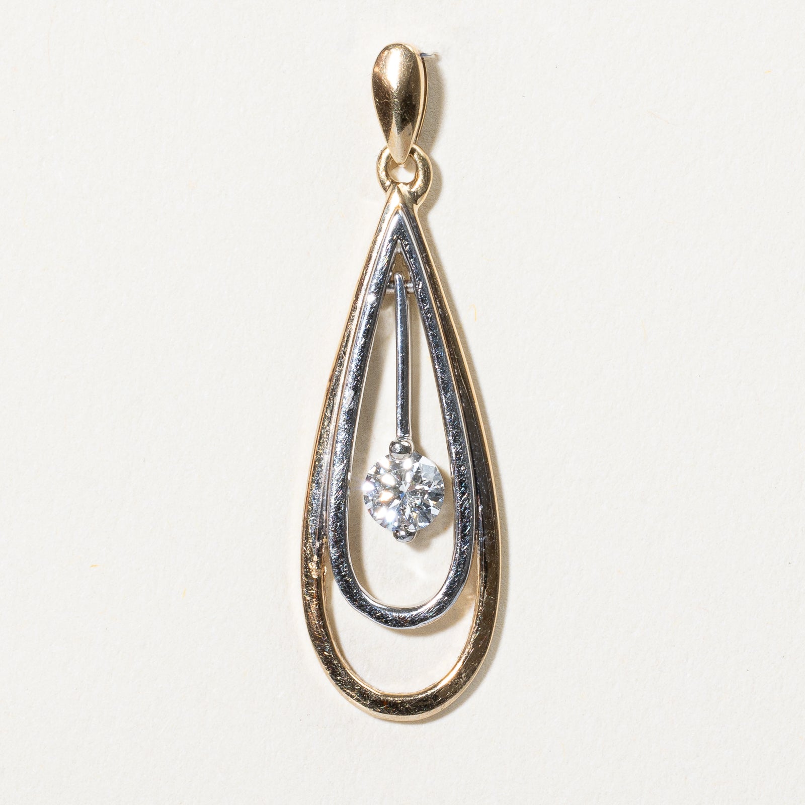 Two Tone Gold Diamond Drop Pendant | 0.22ct |