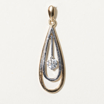 Two Tone Gold Diamond Drop Pendant | 0.22ct |