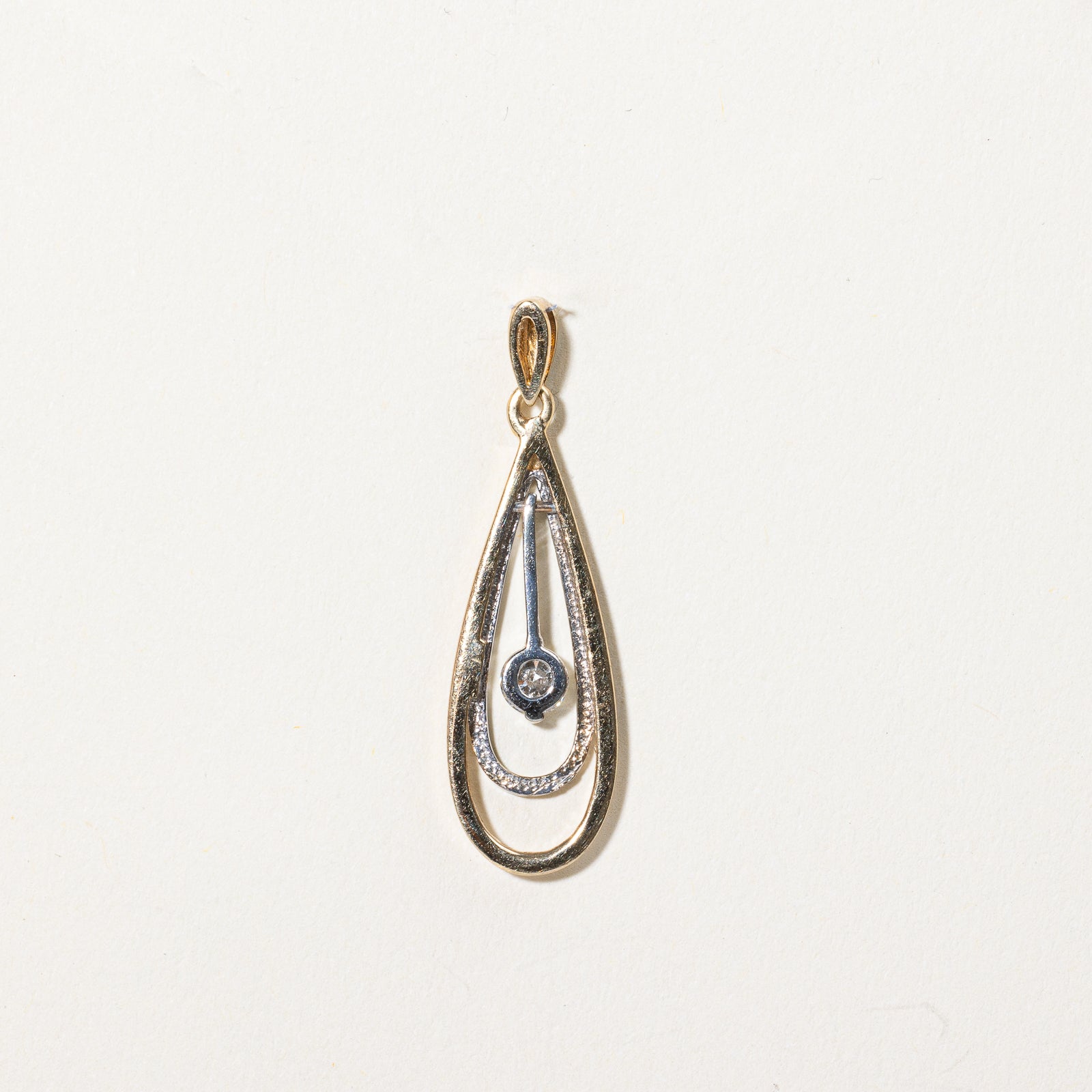 Two Tone Gold Diamond Drop Pendant | 0.22ct |