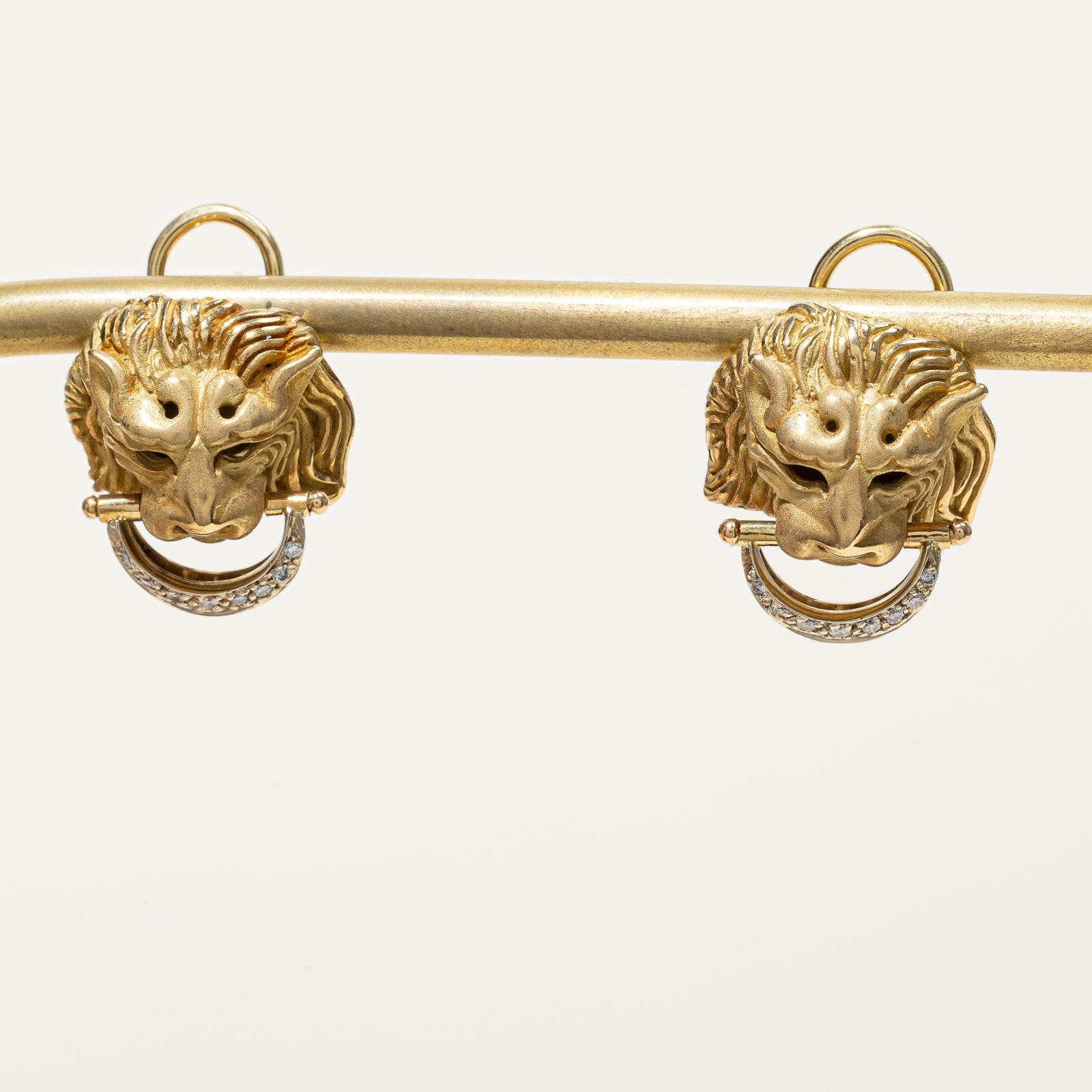 Lion Head Diamond Earrings | 0.07ctw |