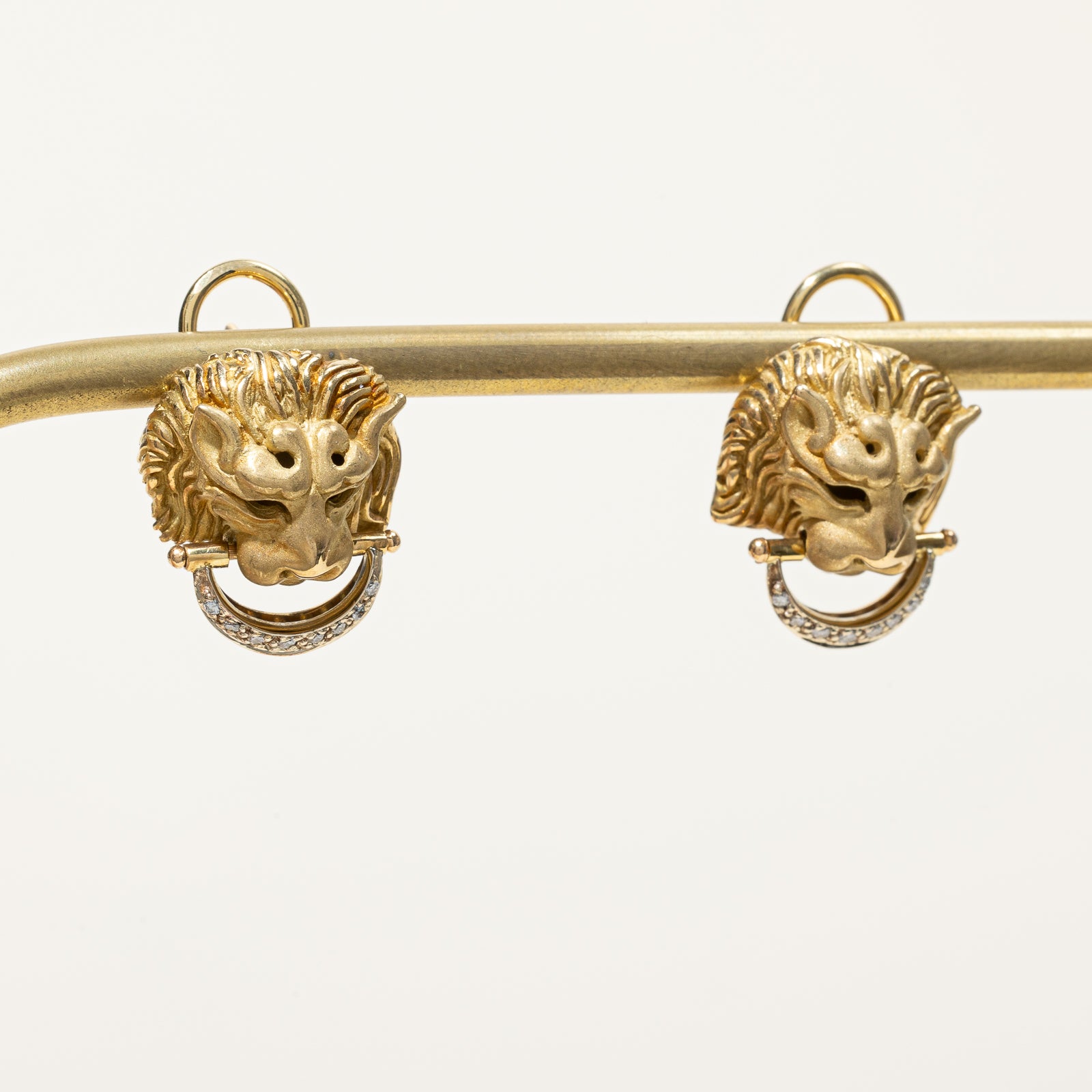 Lion Head Diamond Earrings | 0.07ctw |