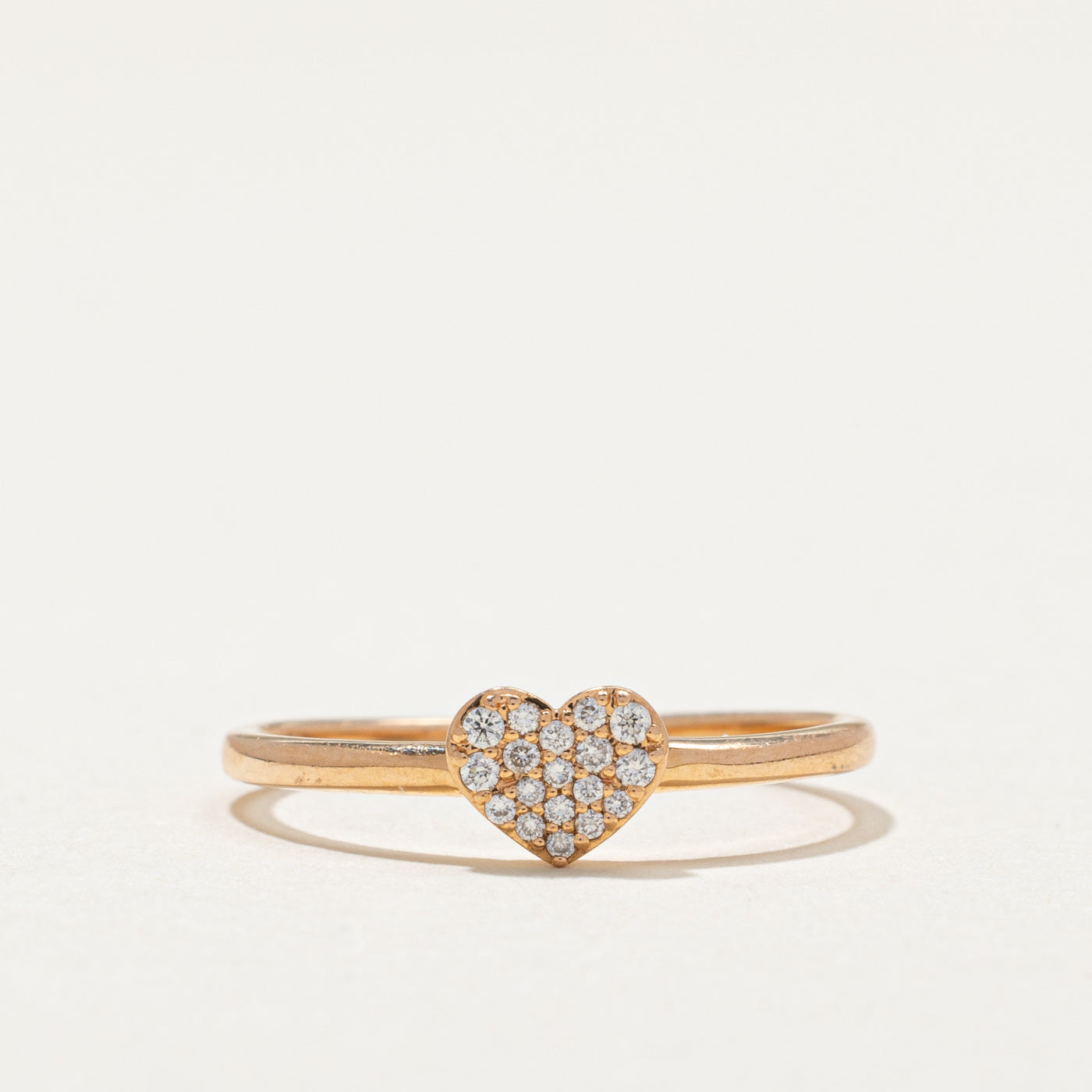 Pavé Set Diamond Heart Shaped Ring | 0.07ctw | SZ 6.25