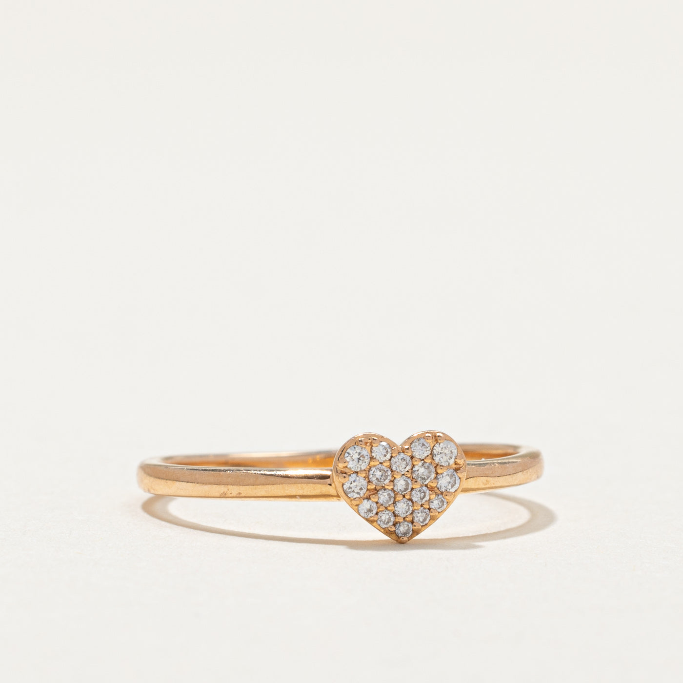 Pavé Set Diamond Heart Shaped Ring | 0.07ctw | SZ 6.25