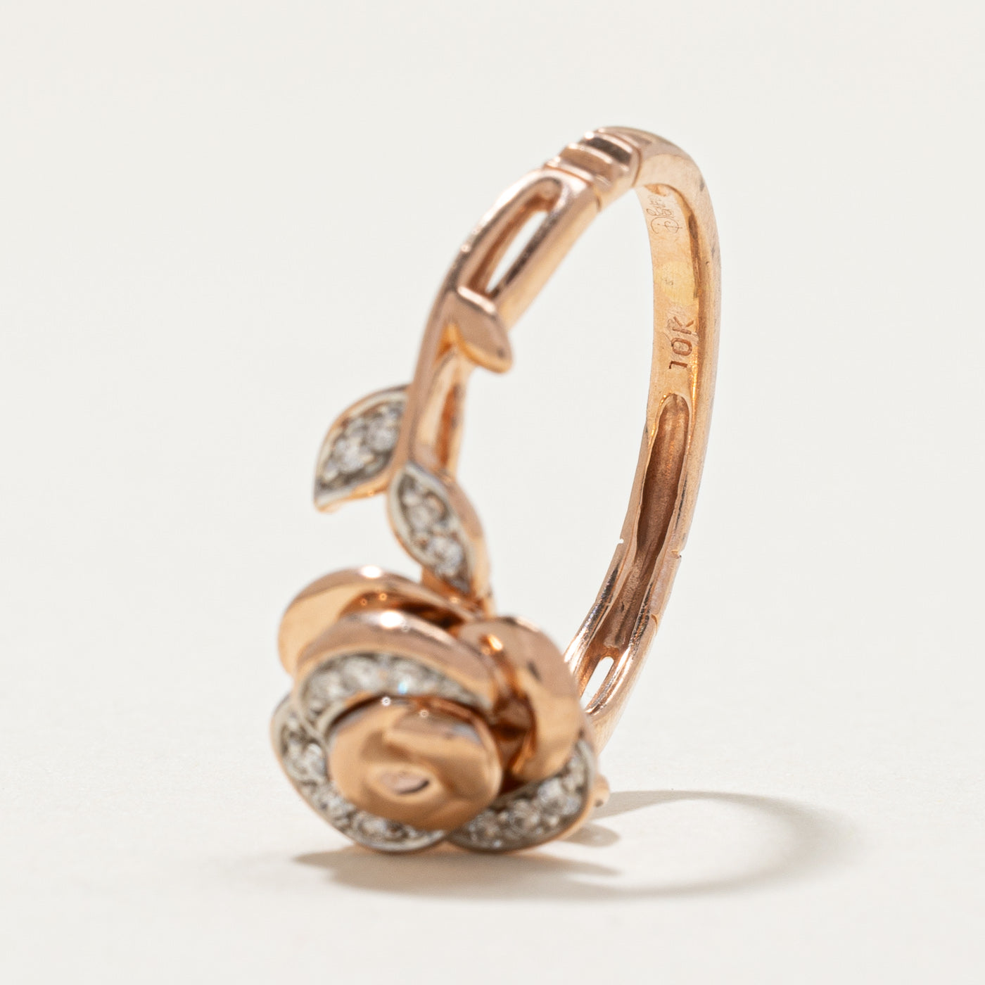 'Disney' 10K Rose Gold Rose Ring | 0.10ctw | SZ 5