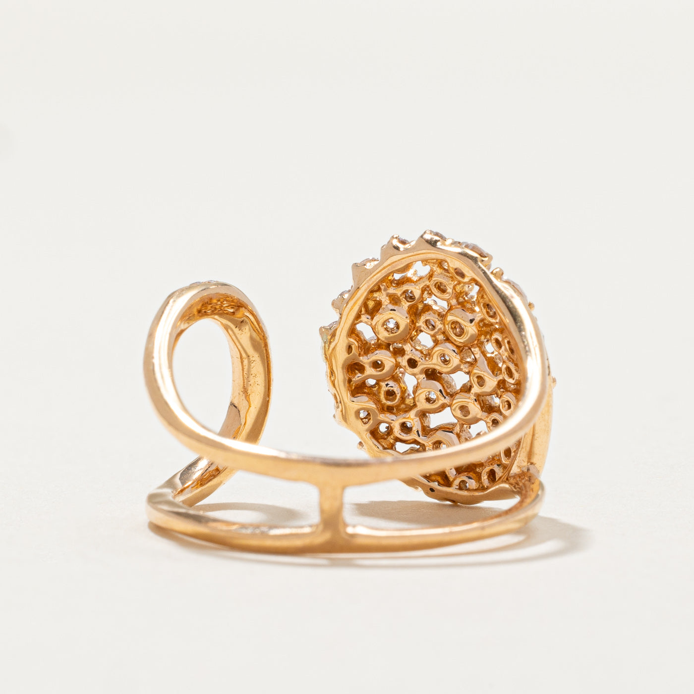 Bague cocktail ovale sertie de diamants en grappe | 0,96 ct | Taille 6,75