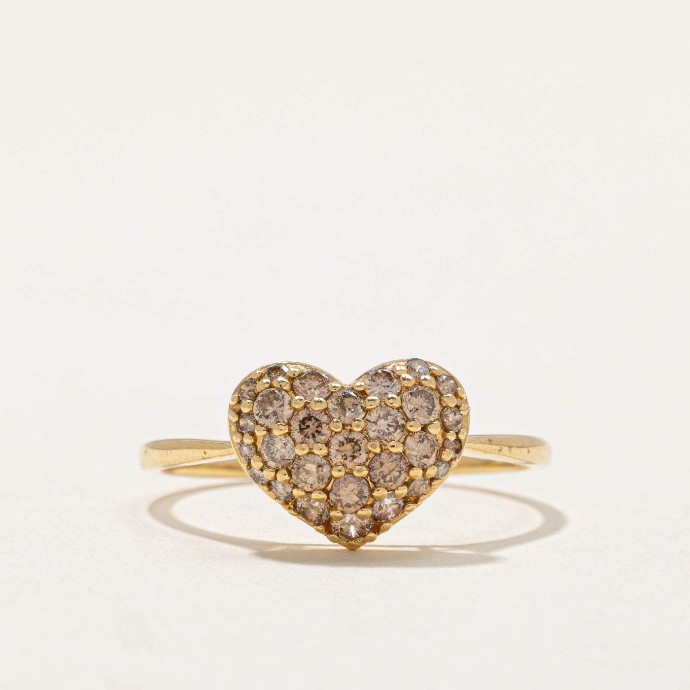 Pavé Set Diamond Puffy Heart Ring | 0.50ctw | SZ 7.25