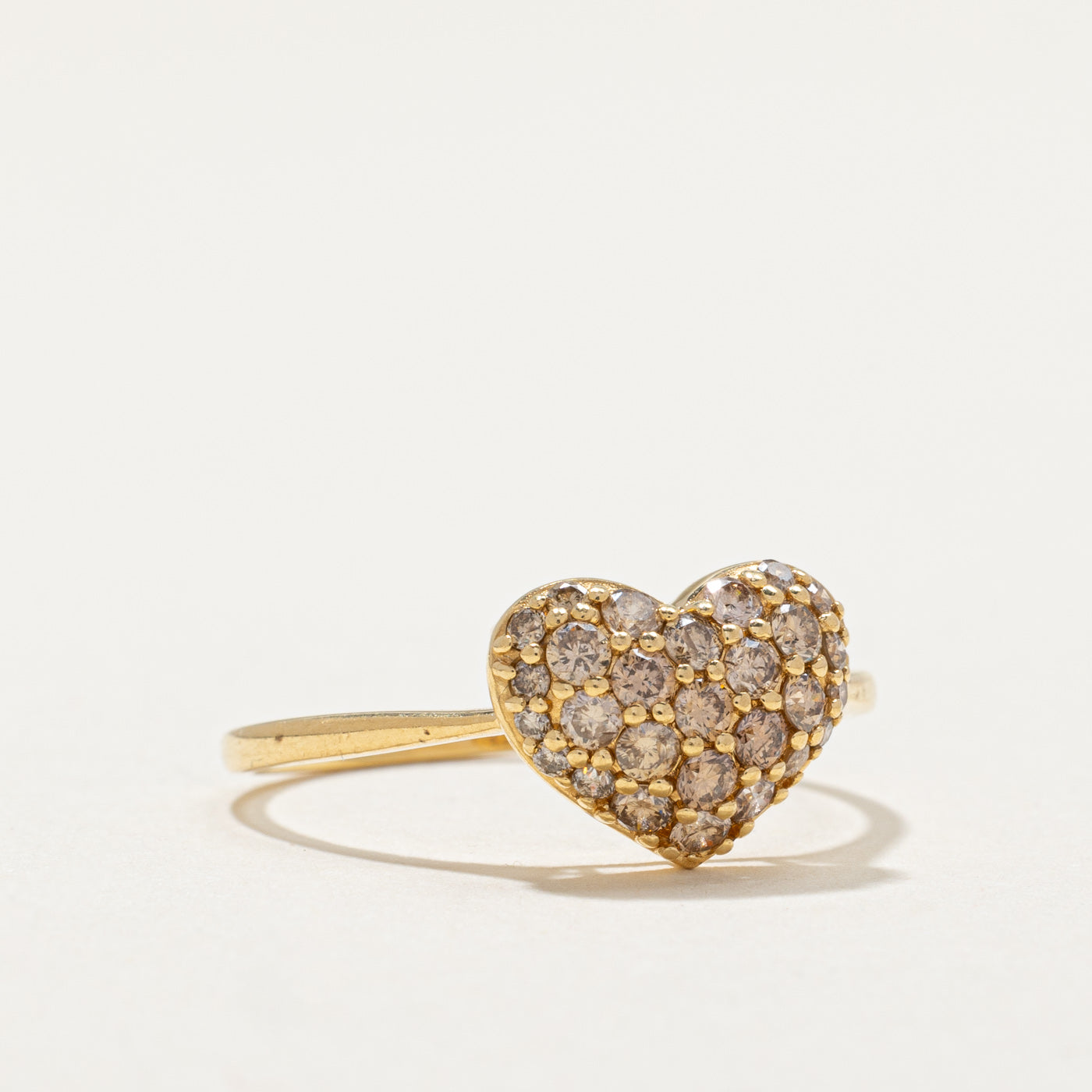 Pavé Set Diamond Puffy Heart Ring | 0.50ctw | SZ 7.25
