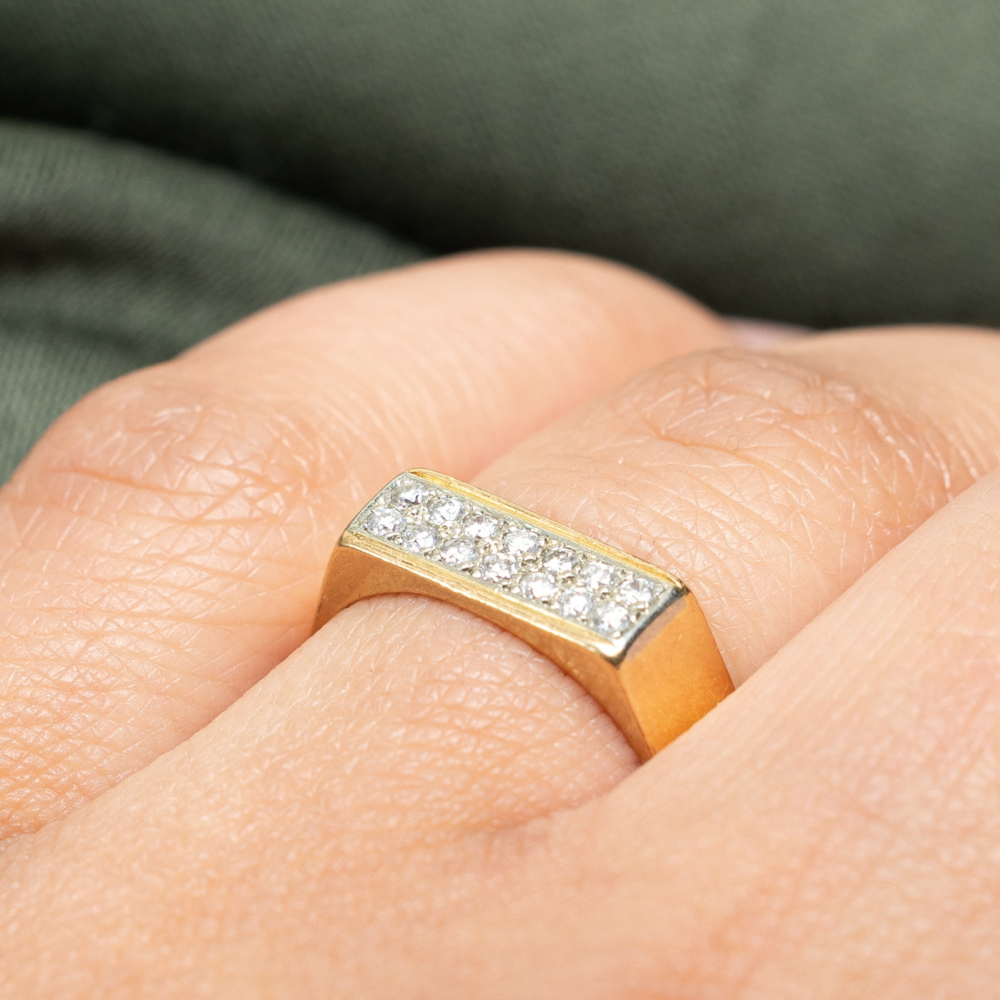 Double Row Diamond Soft Square Band | 0.20ctw | SZ 6.5