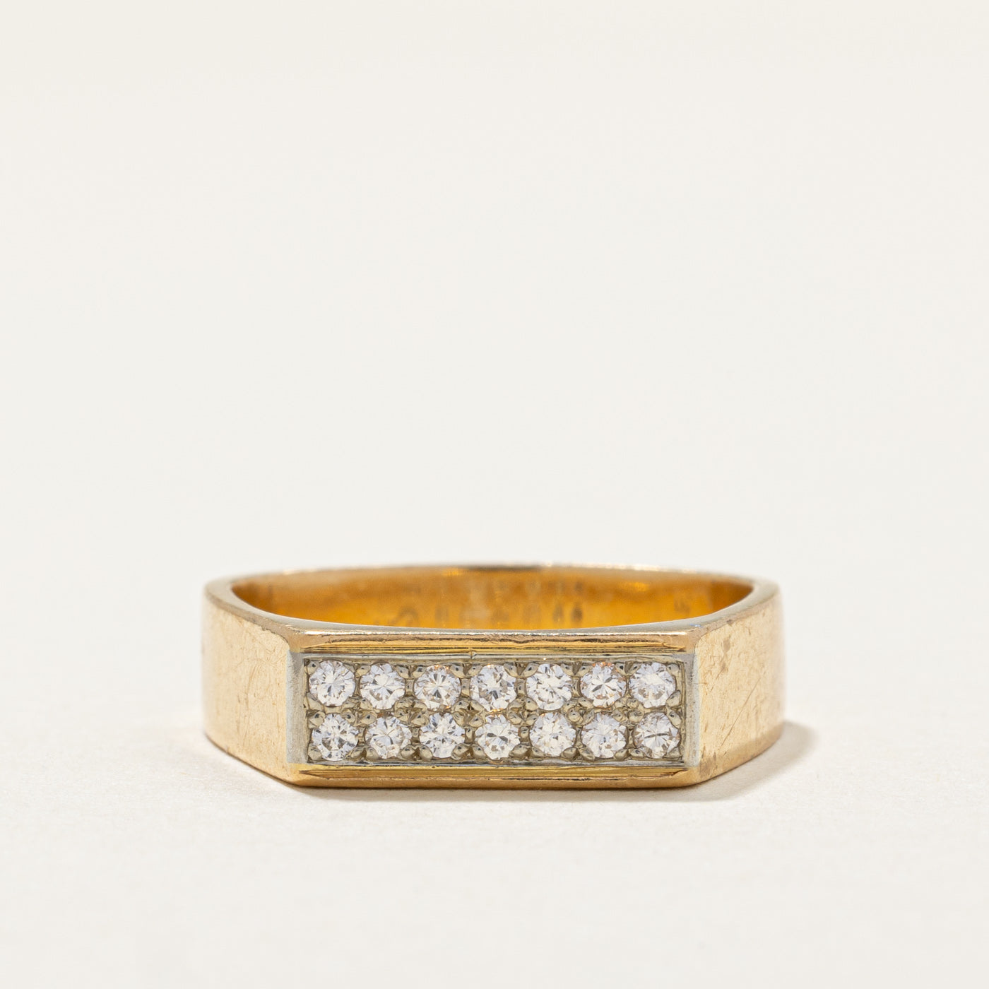 Double Row Diamond Soft Square Band | 0.20ctw | SZ 6.5