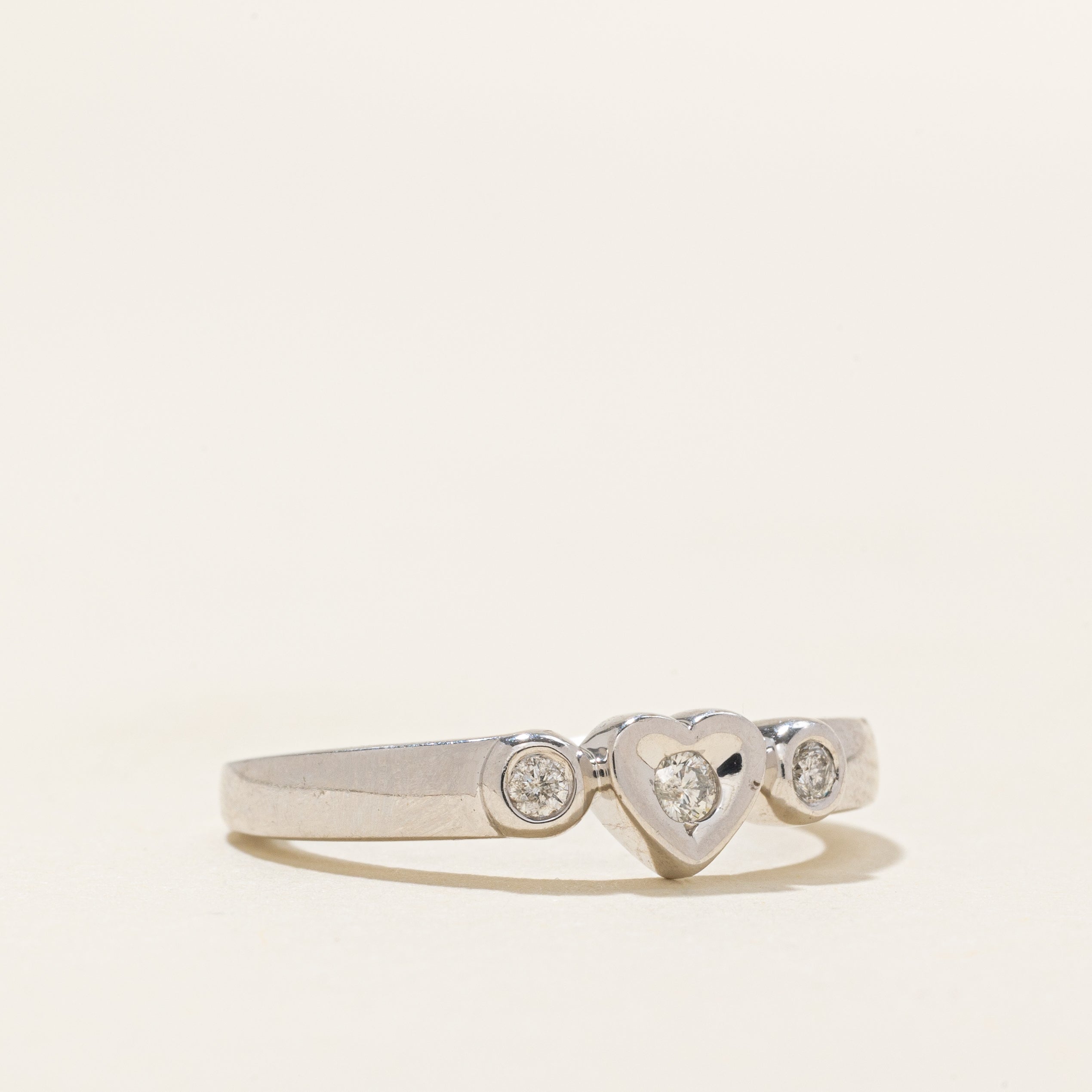 Three Stone Diamond Heart Ring | 0.12ctw | SZ 7.0 |