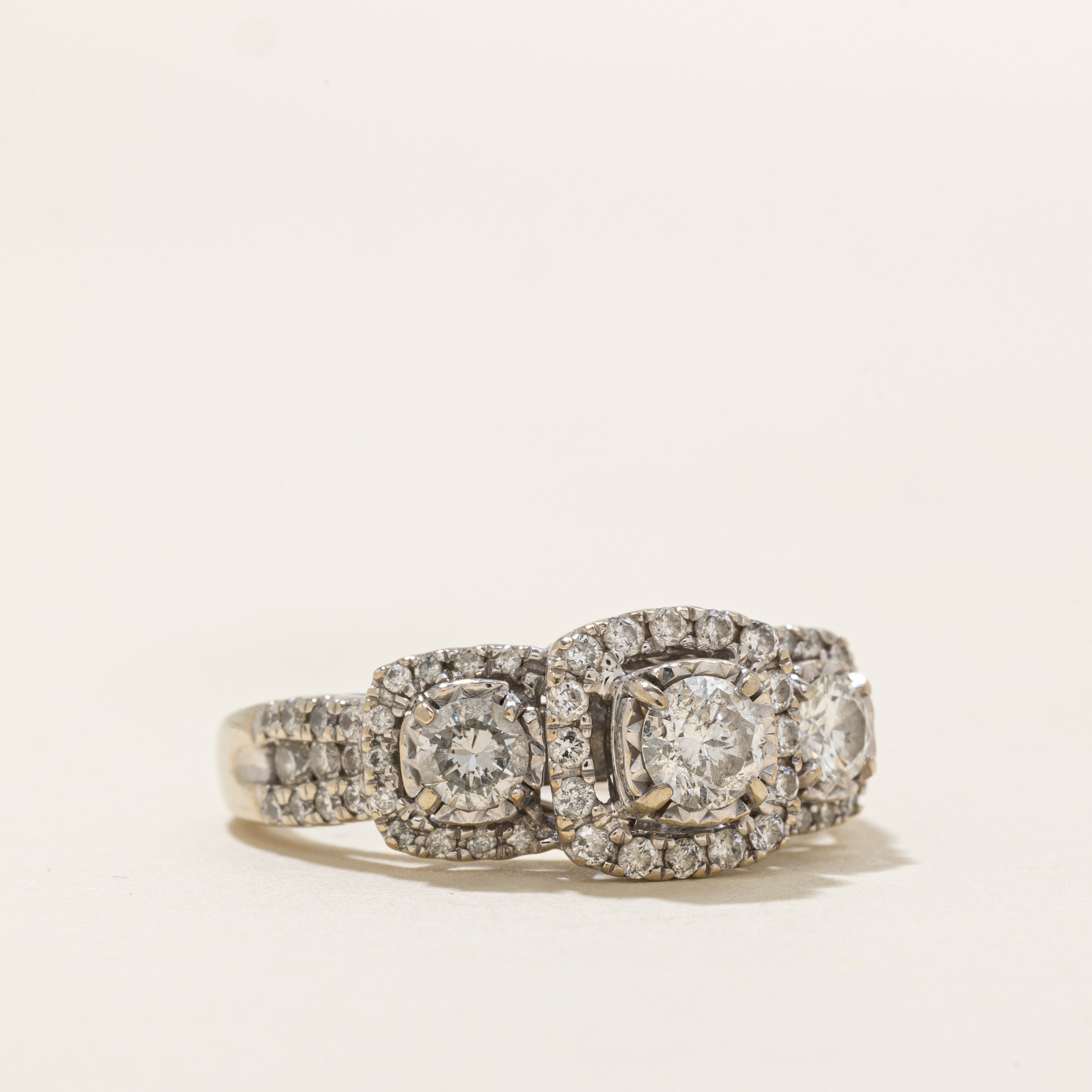 Diamond Triple Halo Ring | 0.91ctw | SZ 5.0 |