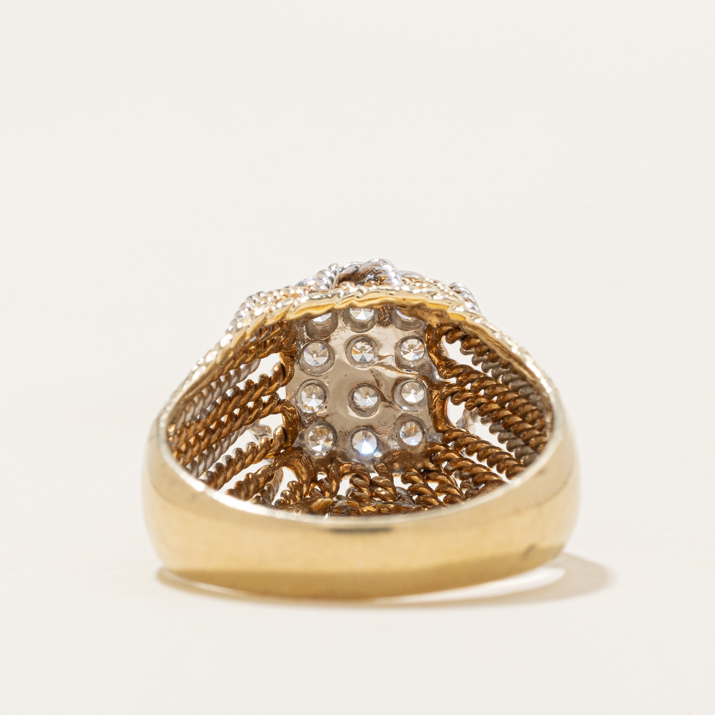 Diamond Grid Statement Rope Ring | 0.18ctw | SZ 5.25 |