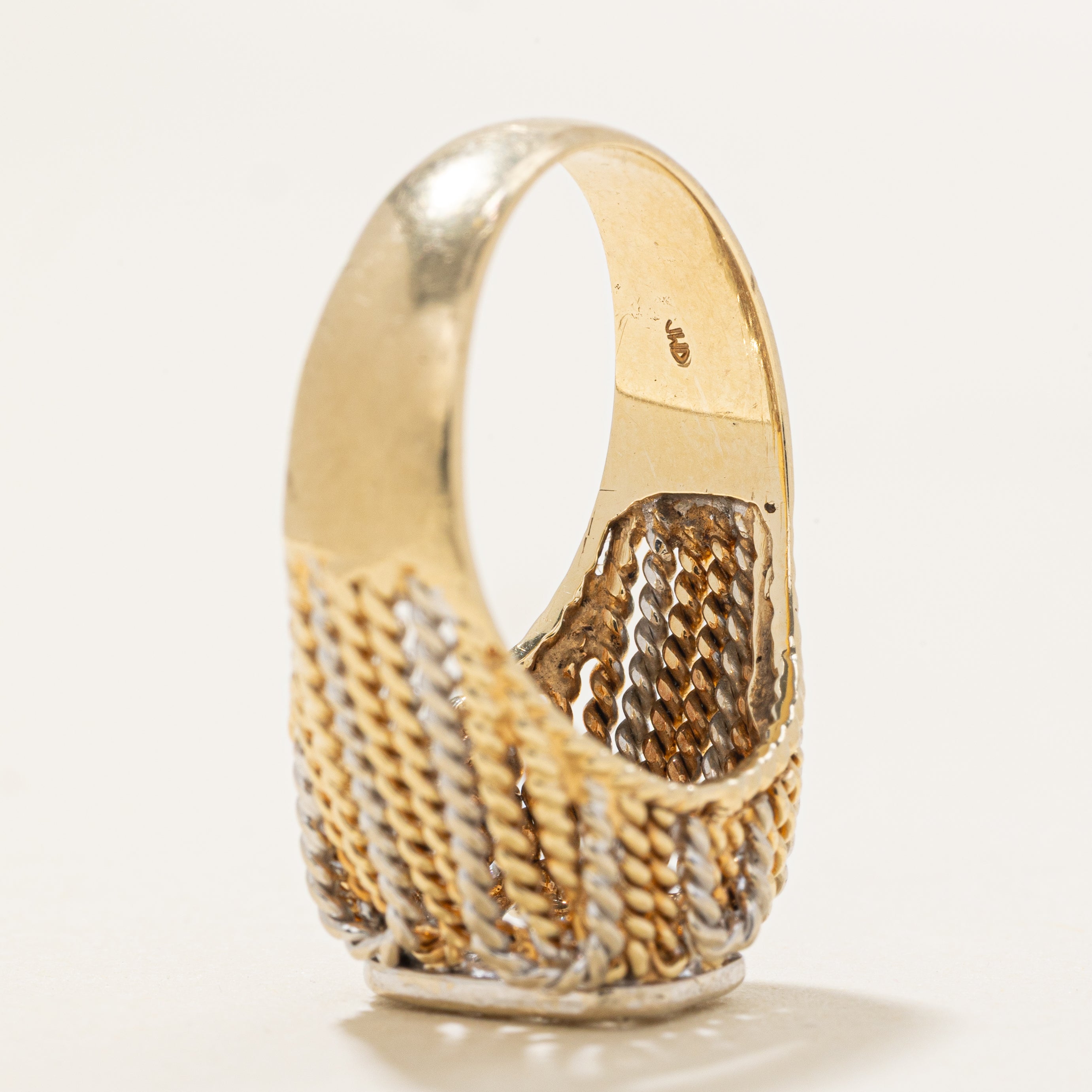 Diamond Grid Statement Rope Ring | 0.18ctw | SZ 5.25 |