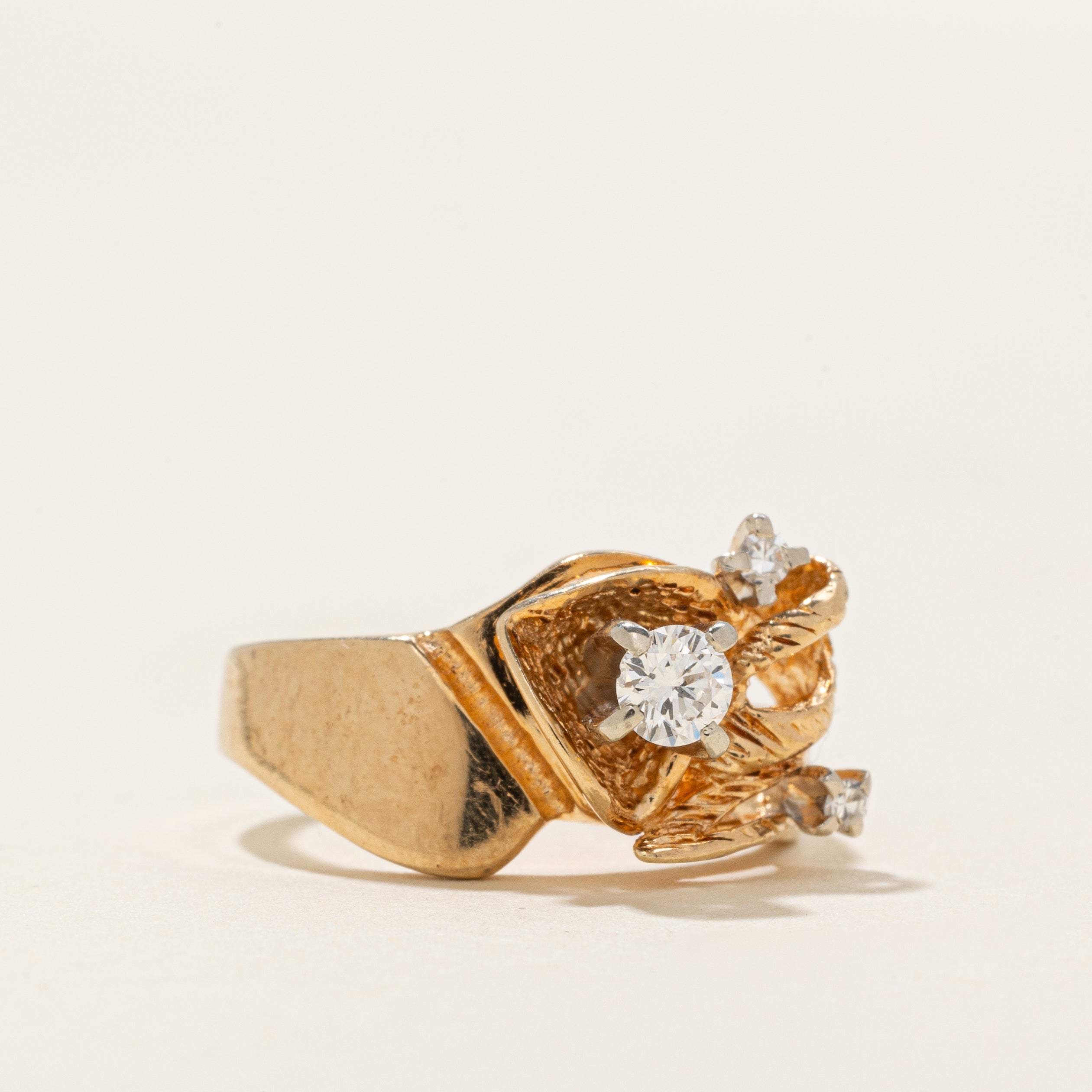 Diamond Textured Abstract Ring | 0.16ctw | SZ 4.25 |