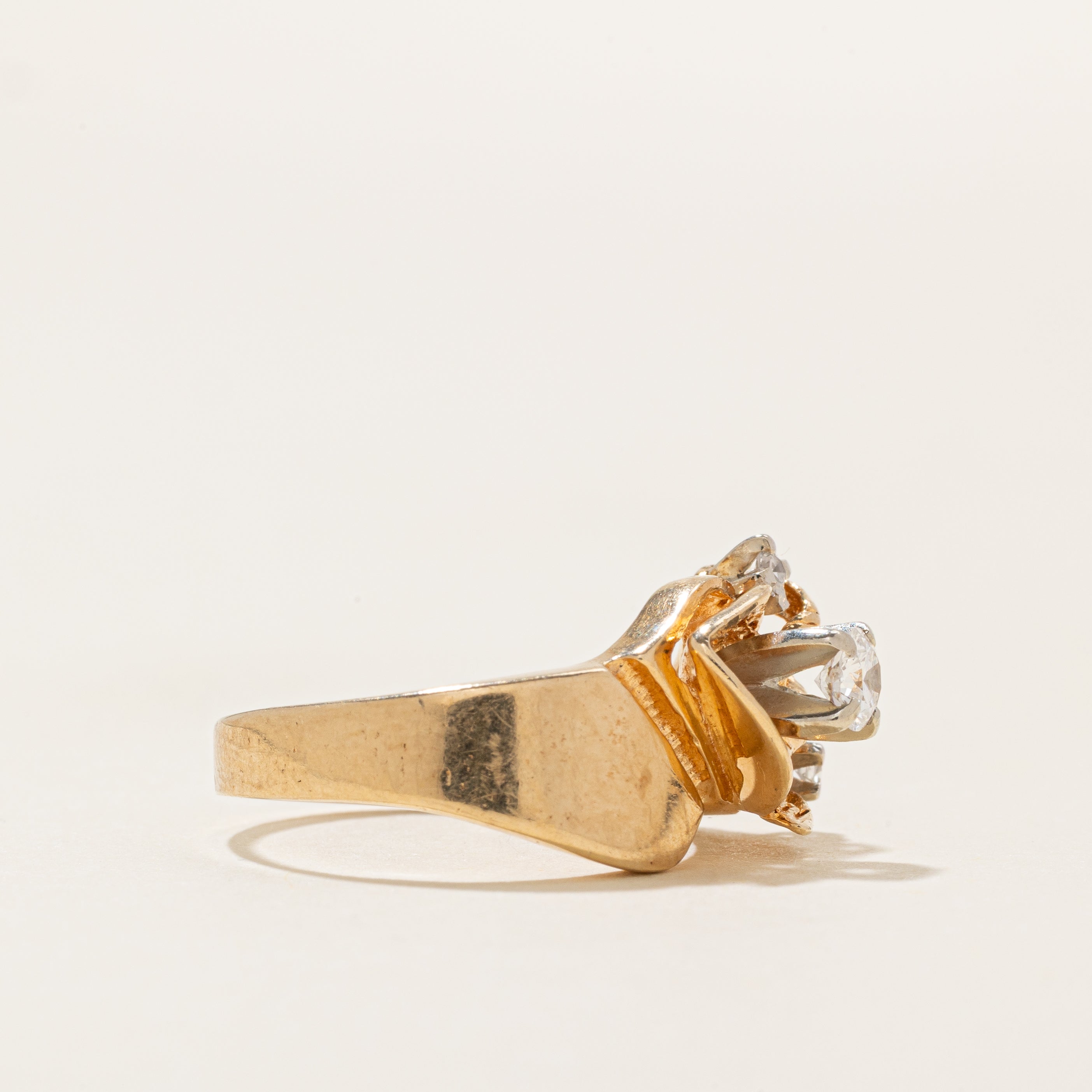 Diamond Textured Abstract Ring | 0.16ctw | SZ 4.25 |