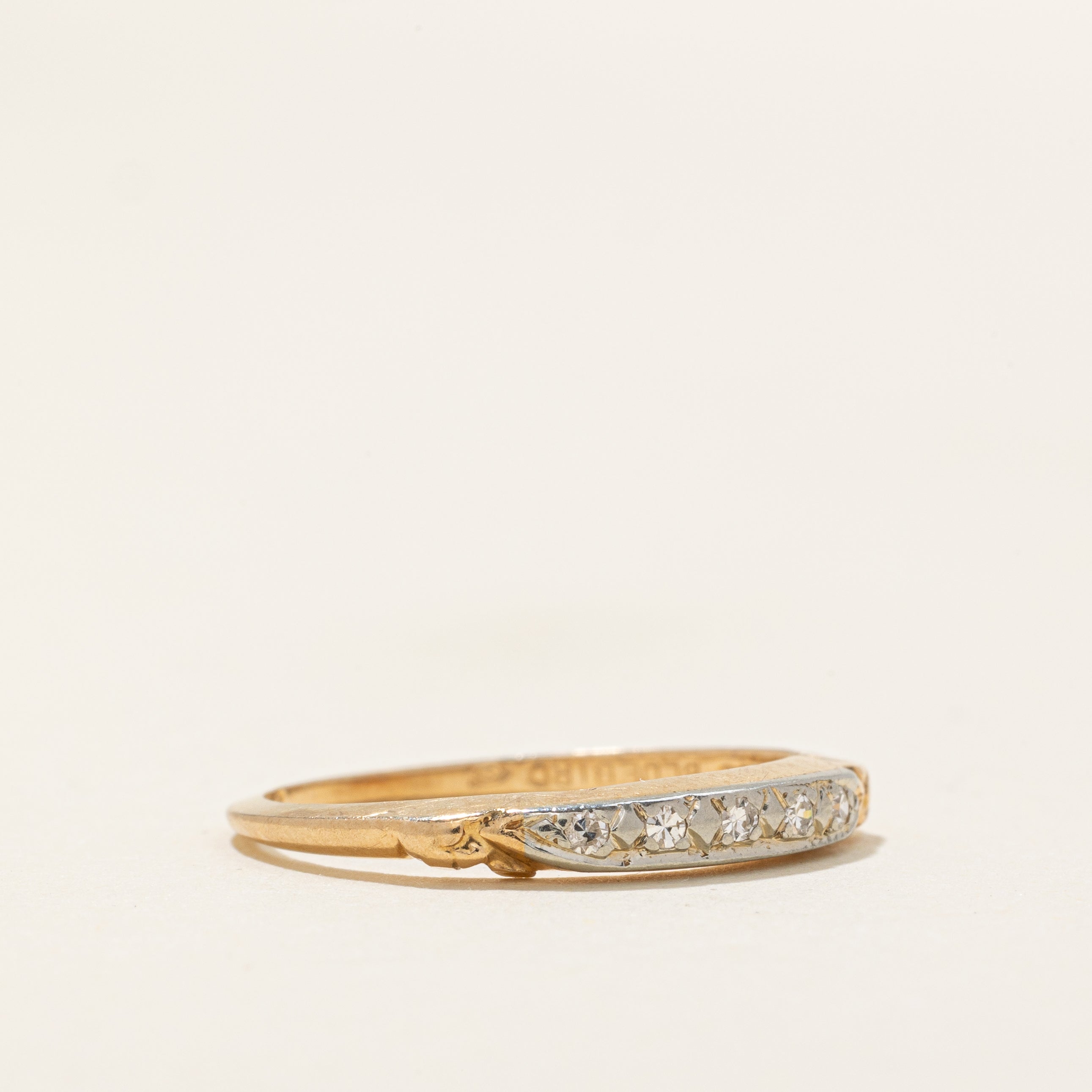 'Bluebird' Diamond Accented Textured Band | 0.05ctw | SZ 4.75 |