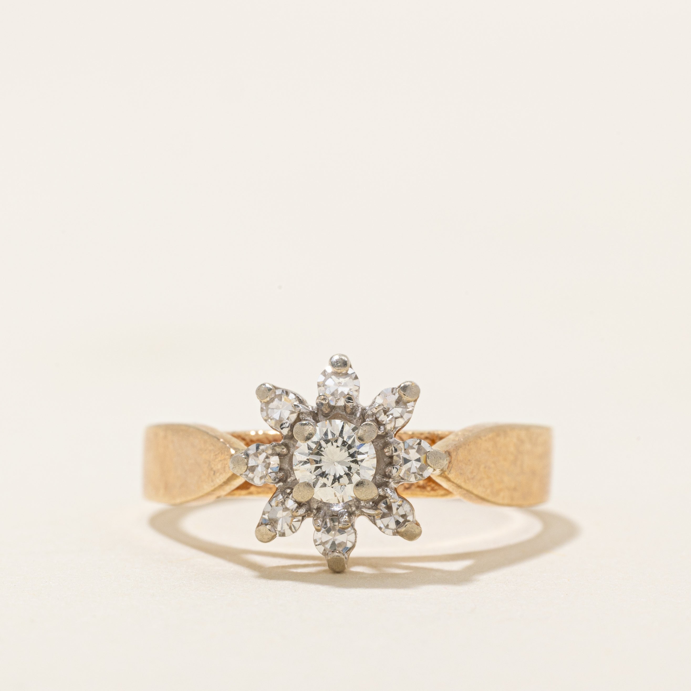 14k Diamond Petal Halo Ring | 0.23ctw | SZ 6.0 |