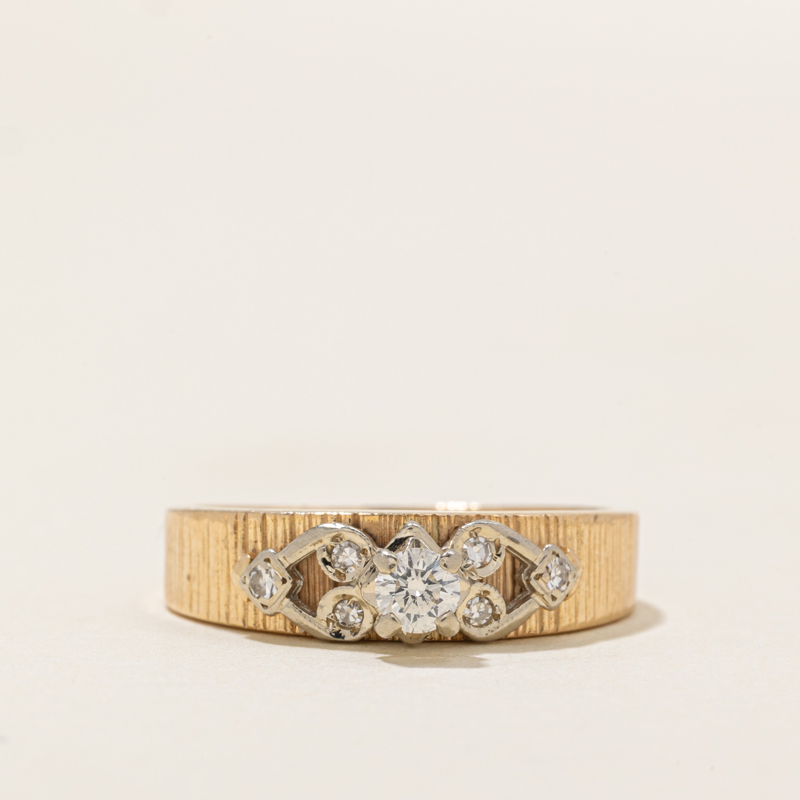 'Birks’  Diamond Accented Textured Ring | 0.2ctw | SZ 7.25 |