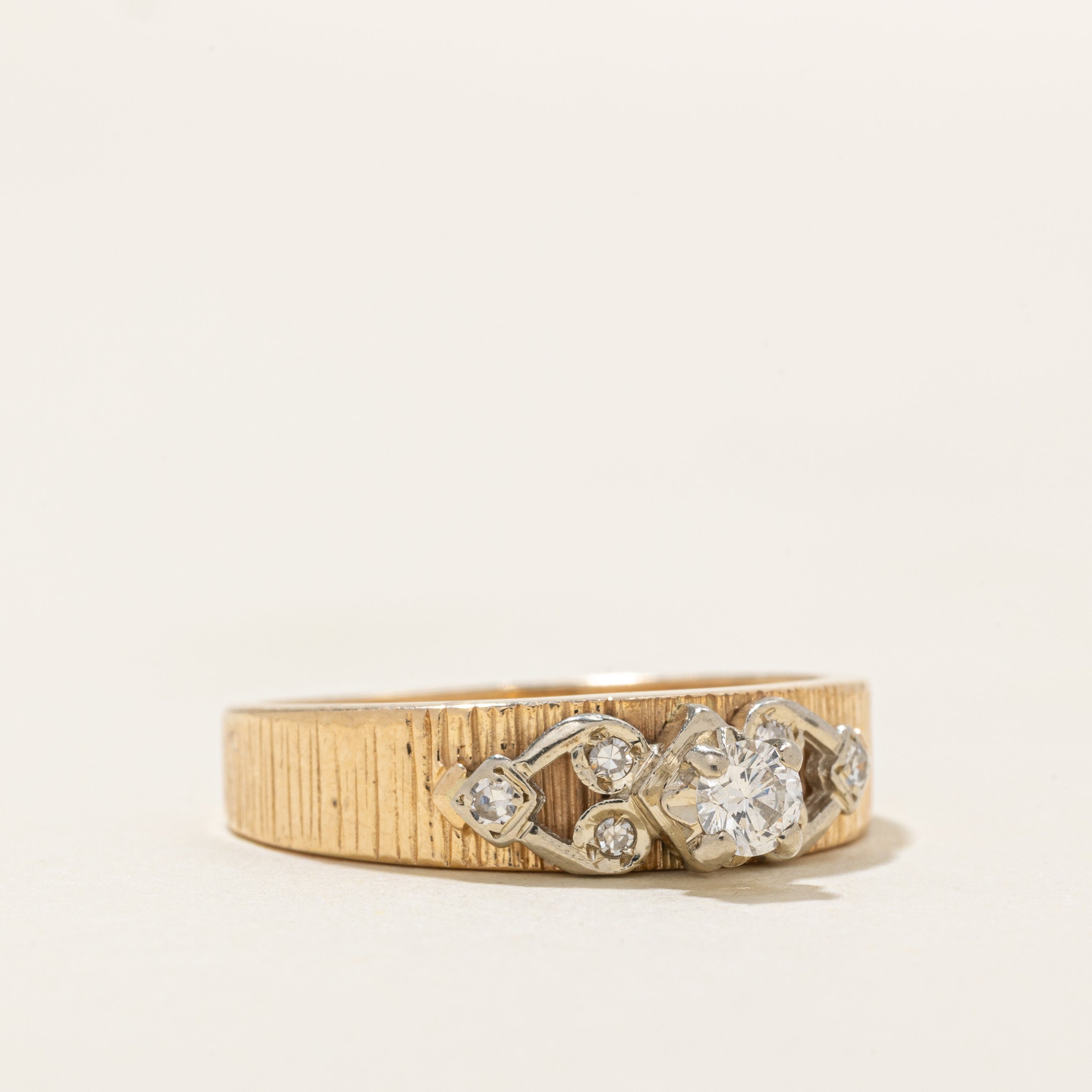 'Birks’  Diamond Accented Textured Ring | 0.2ctw | SZ 7.25 |