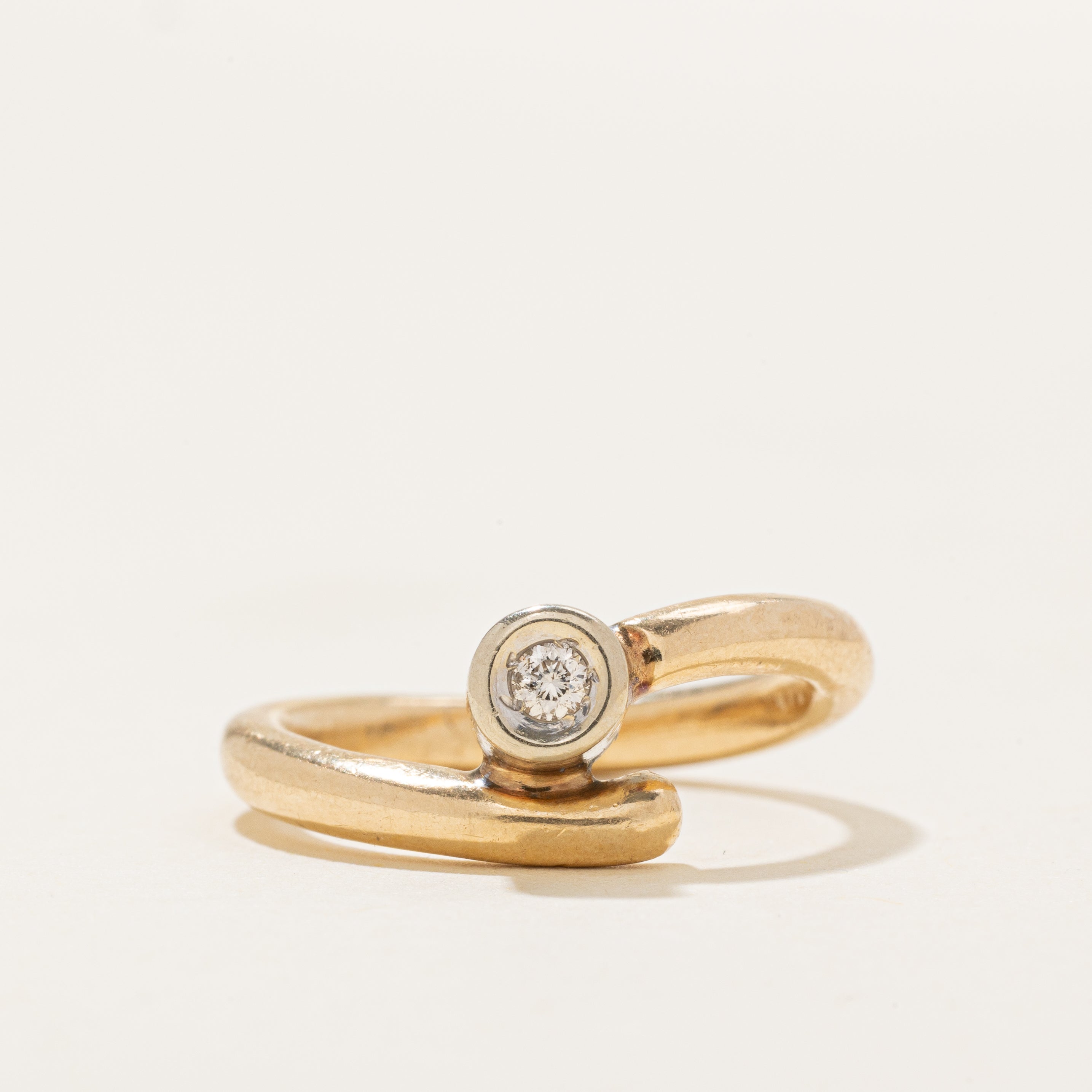 Bezel Set Diamond Bypass Ring | 0.08ctw | SZ 6.25 |