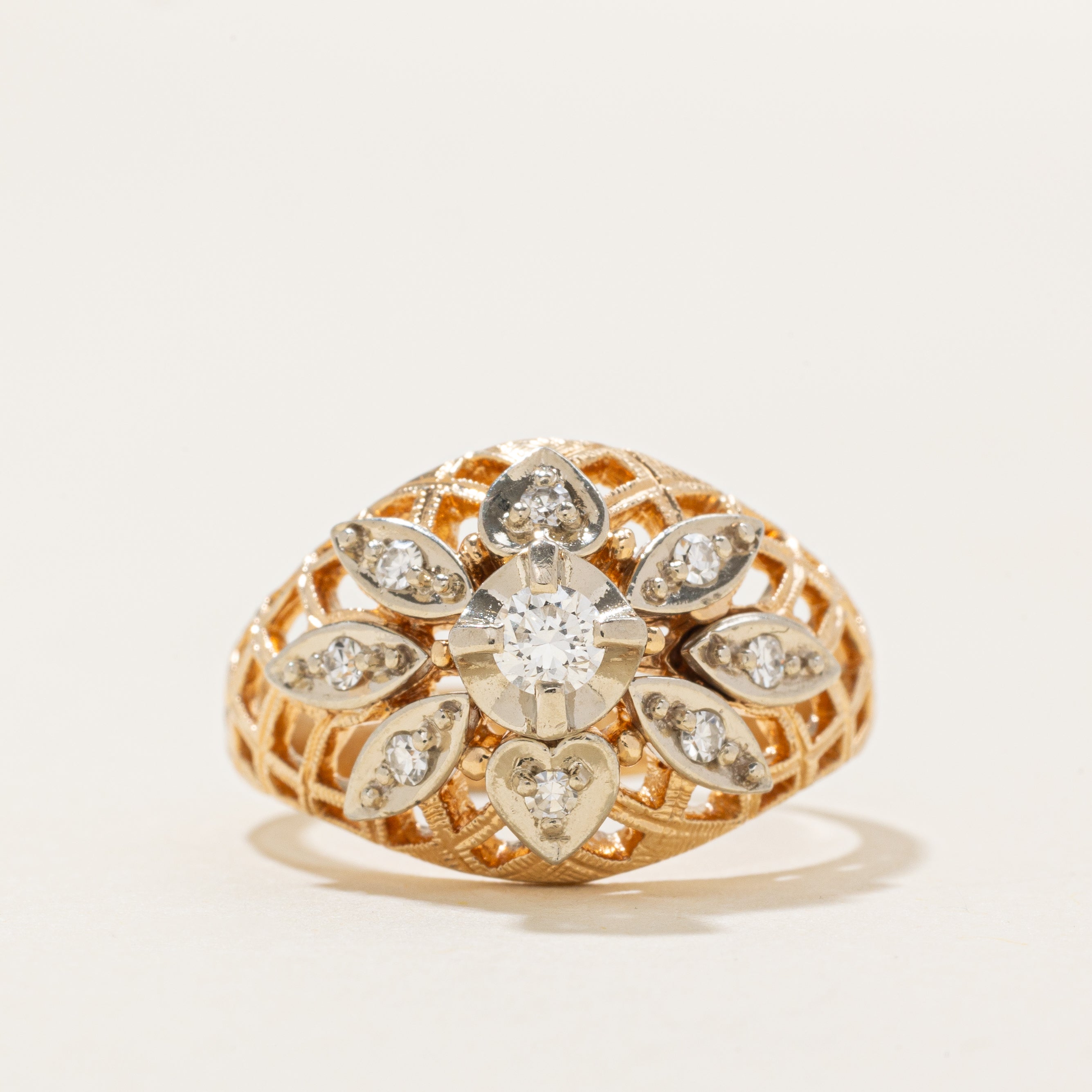 Illusion Set Diamond Openwork Cocktail Ring | 0.2ctw | SZ 6.75 |