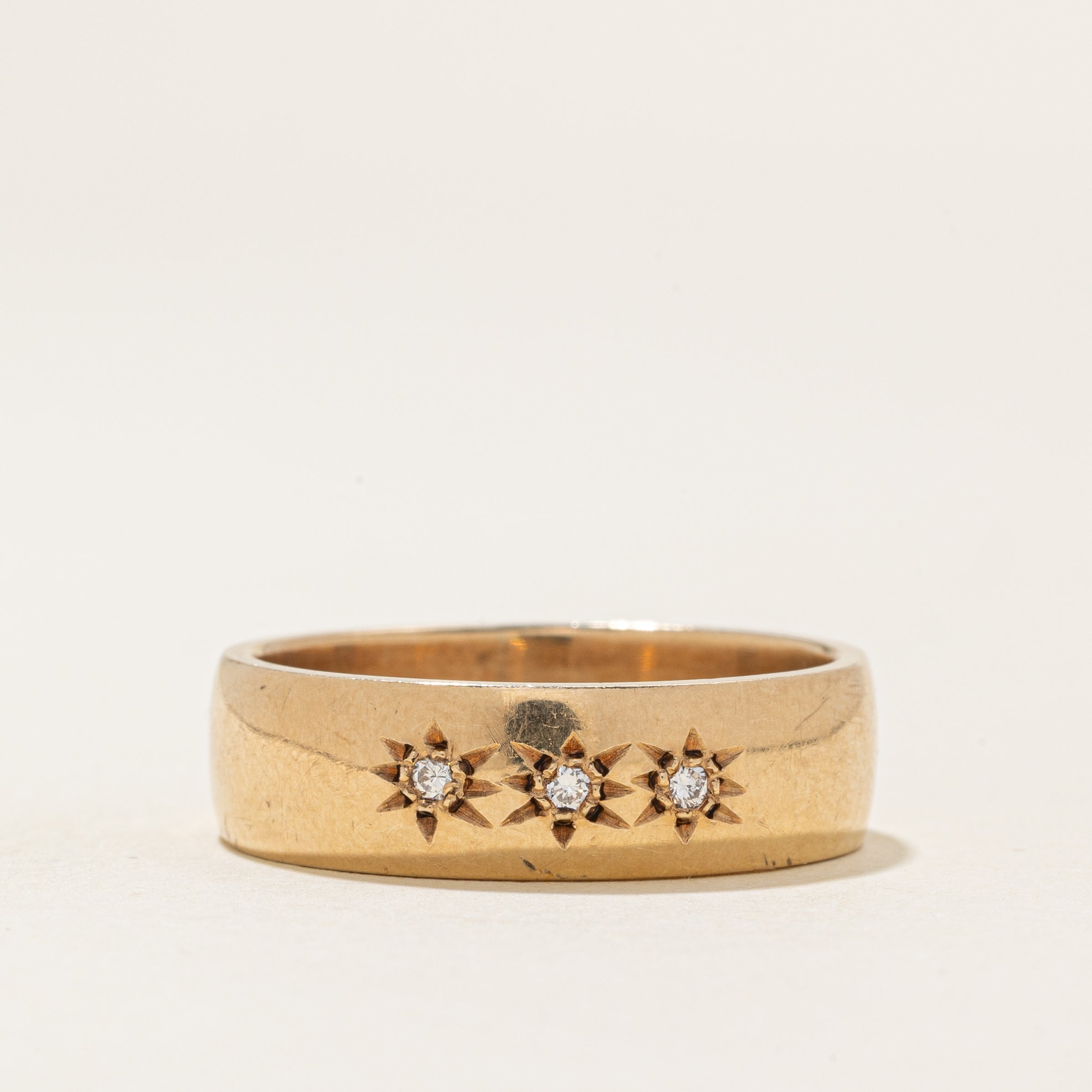 Star Set Three Stone Diamond Band | 0.04ctw | SZ 10.5 |