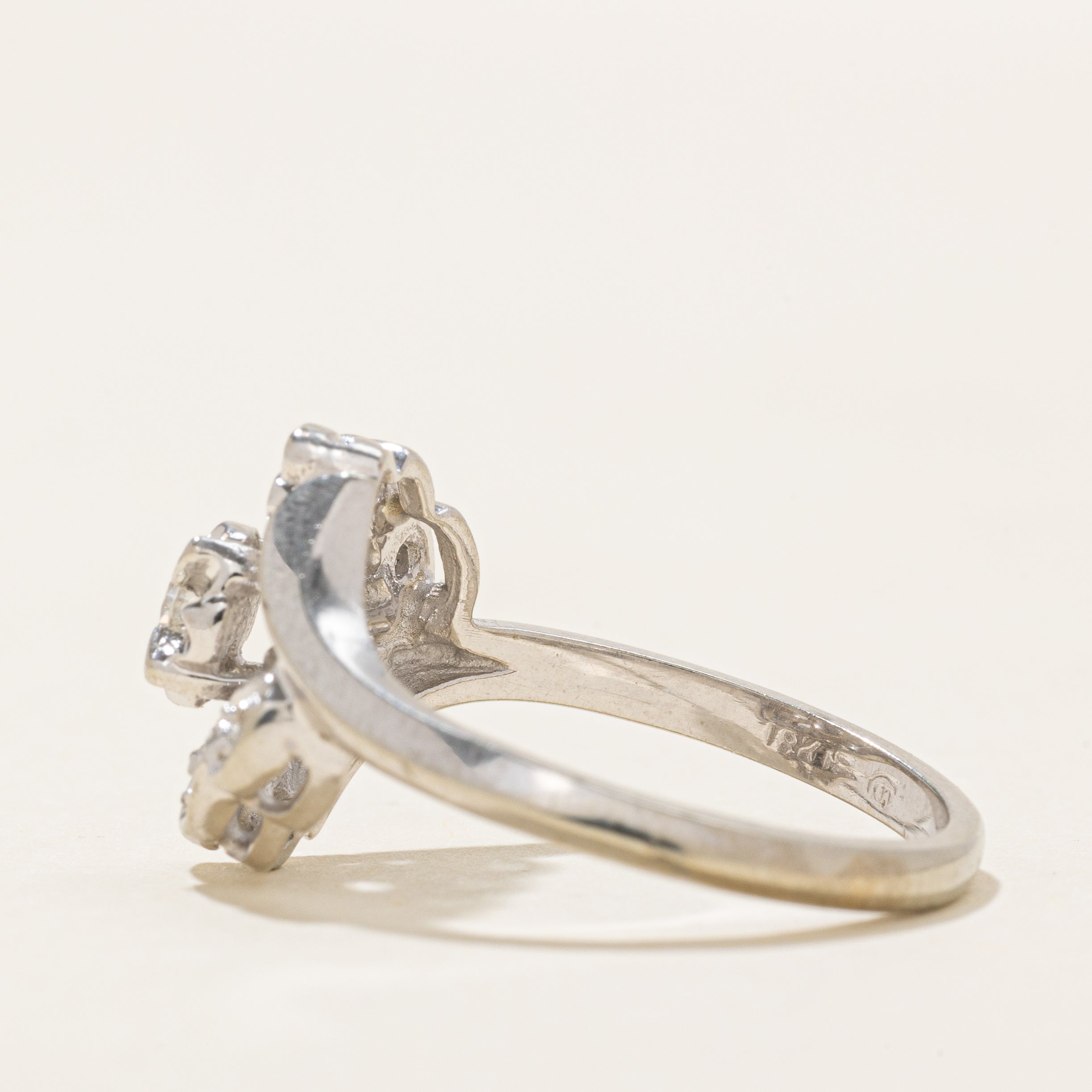 Illusion Set Diamond Accented Bypass Ring | 0.1ctw | SZ 6.25 |