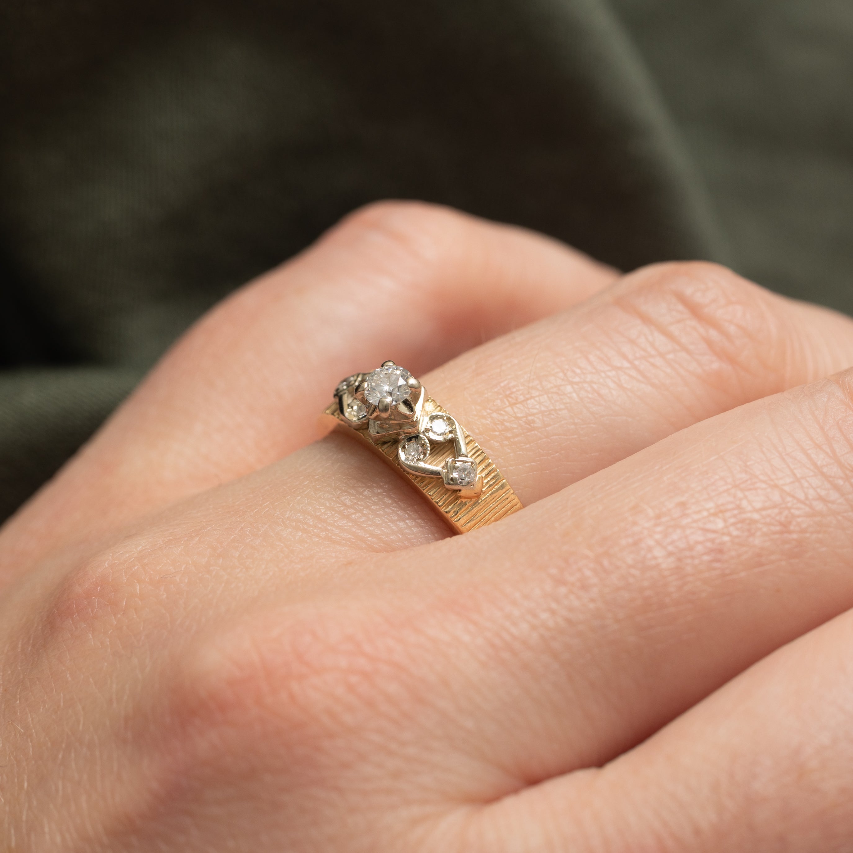 'Birks’  Diamond Accented Textured Ring | 0.2ctw | SZ 7.25 |