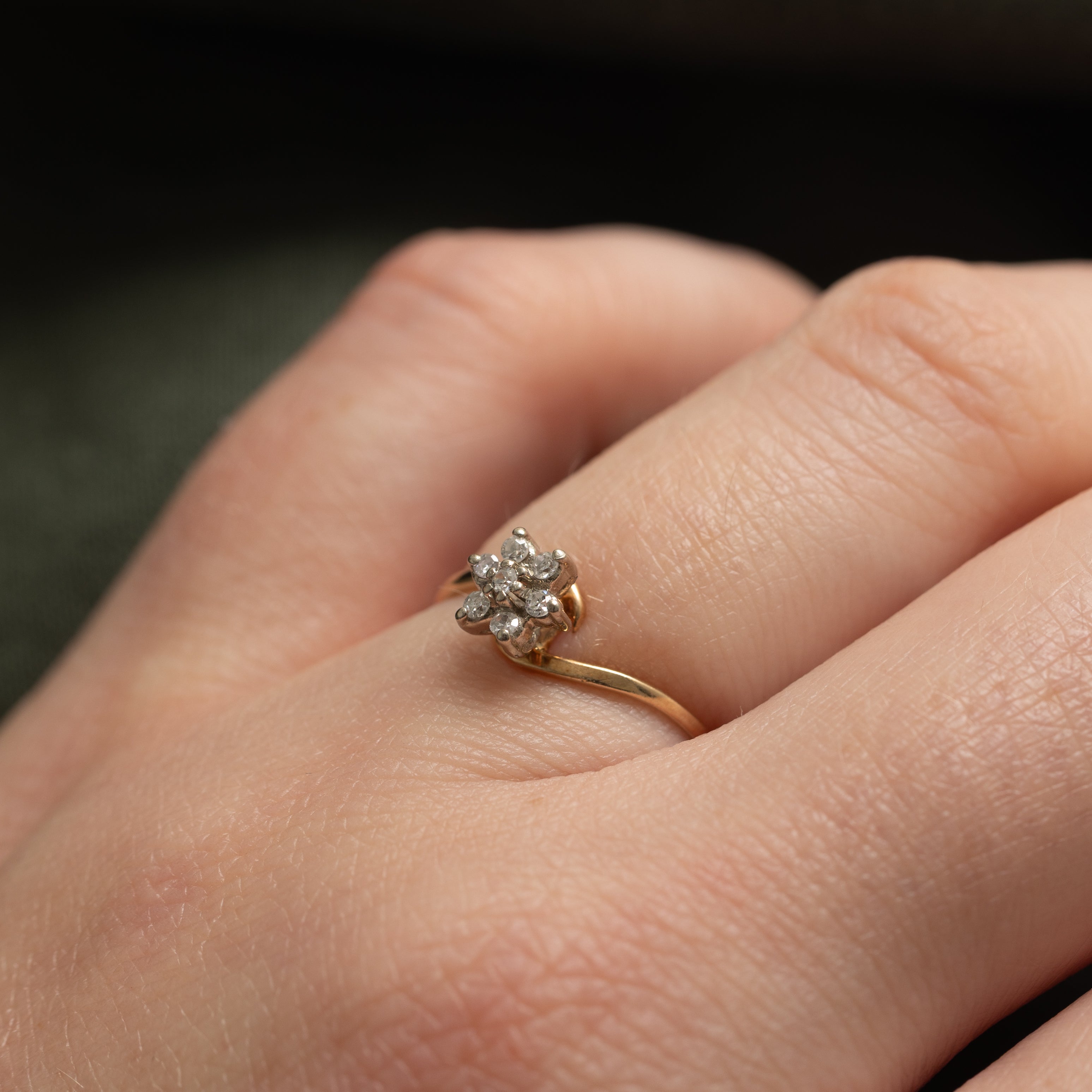 Diamond Cluster Petal Bypass Ring | 0.07ctw | SZ 4.75 |