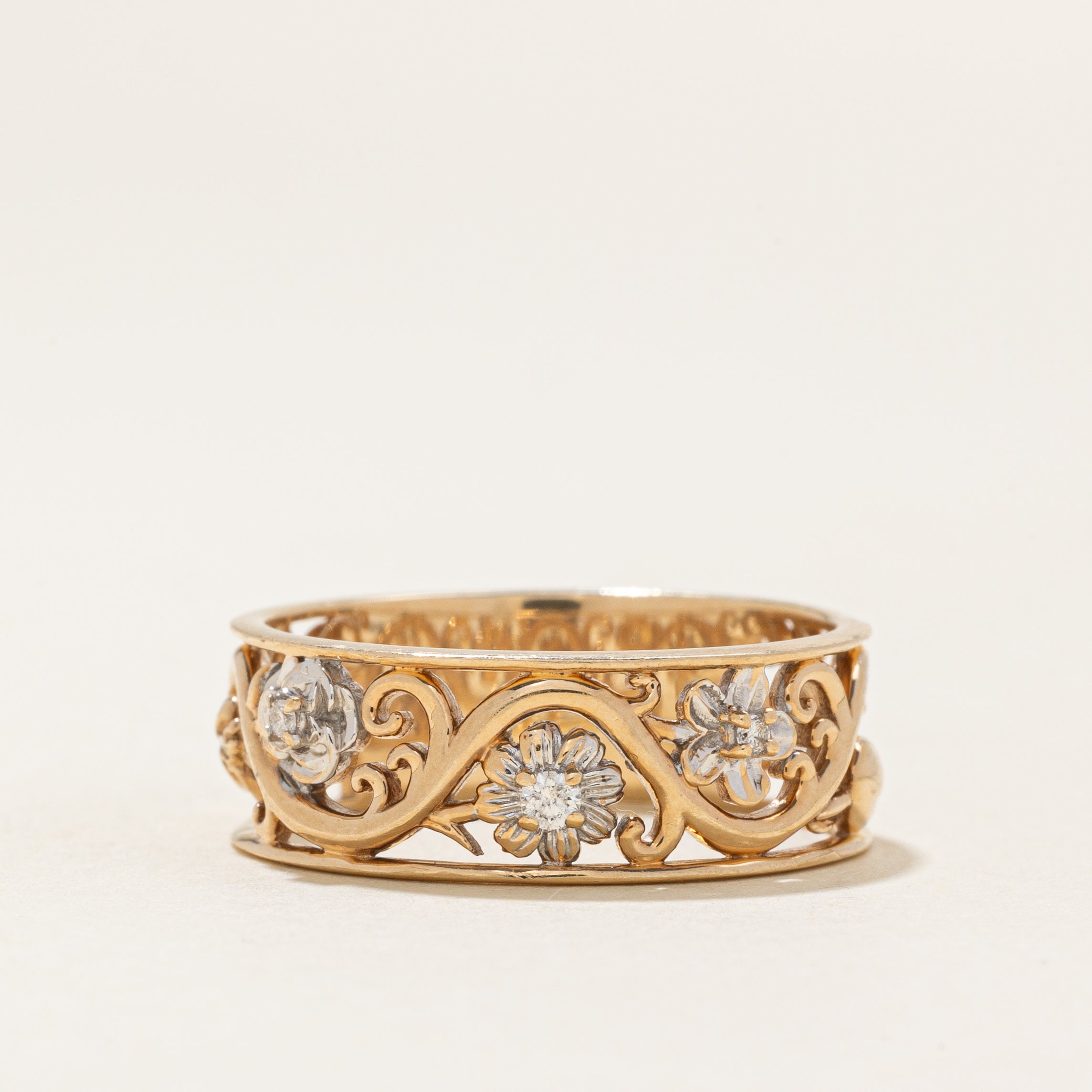 Diamond Scrollwork Floral Band | 0.06ctw | SZ 8.5 |