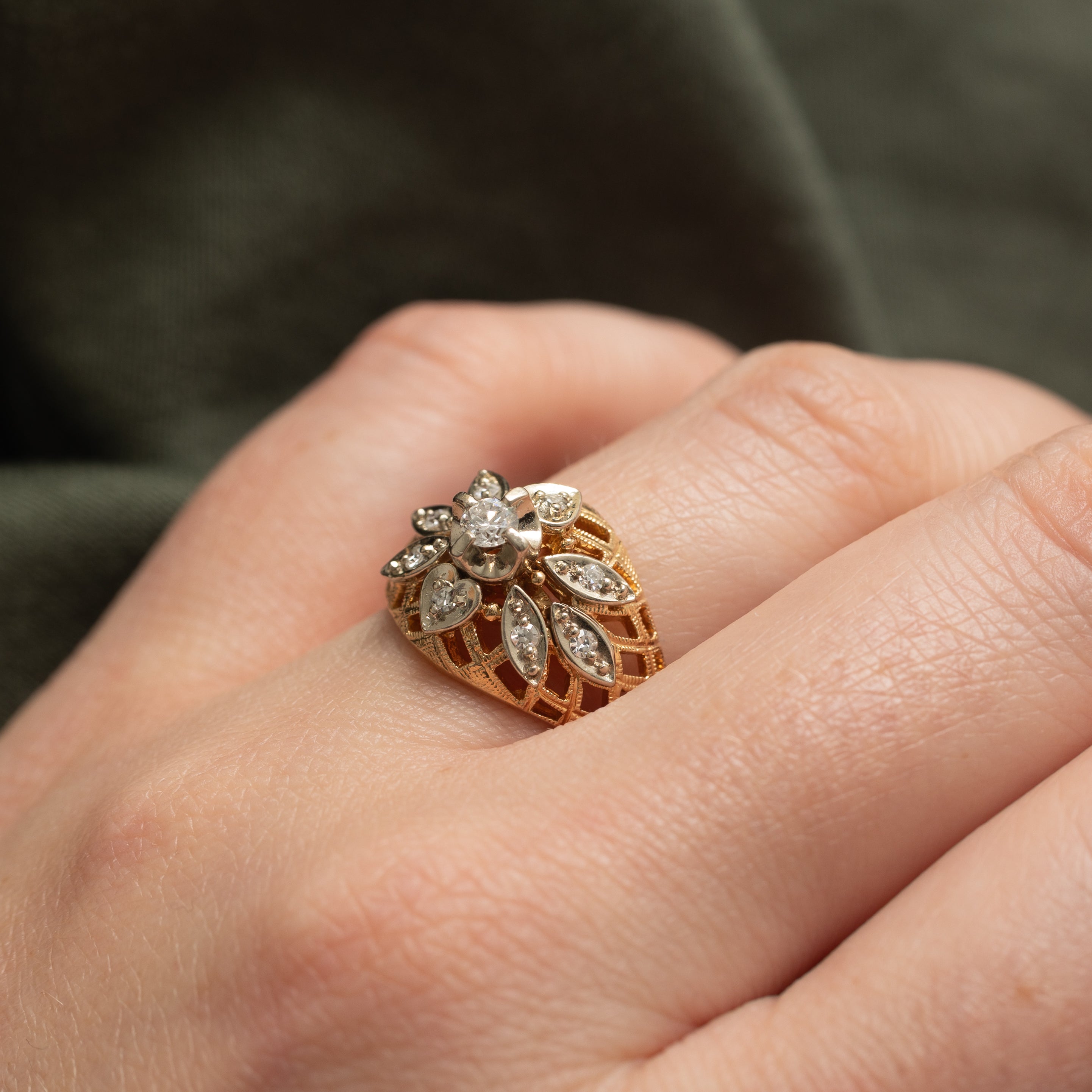 Illusion Set Diamond Openwork Cocktail Ring | 0.2ctw | SZ 6.75 |