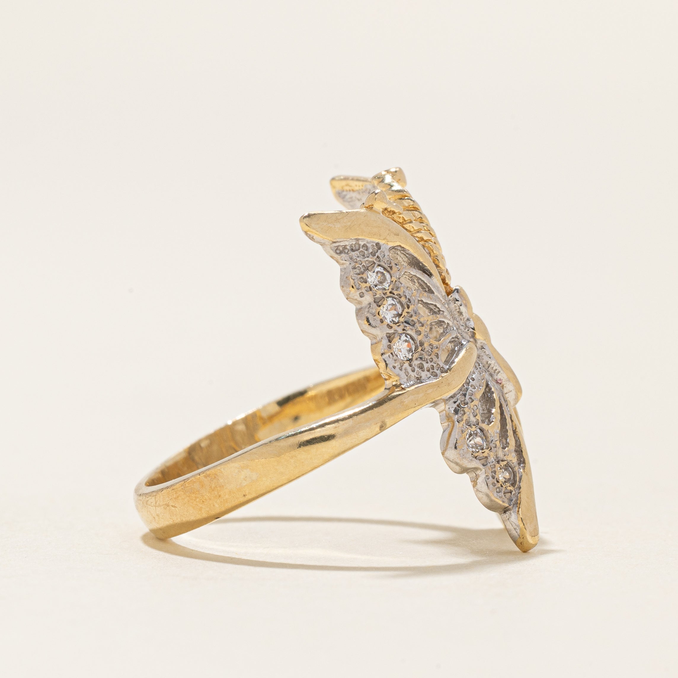 Diamond Textured Butterfly Ring | 0.1ctw | SZ 6.75 |