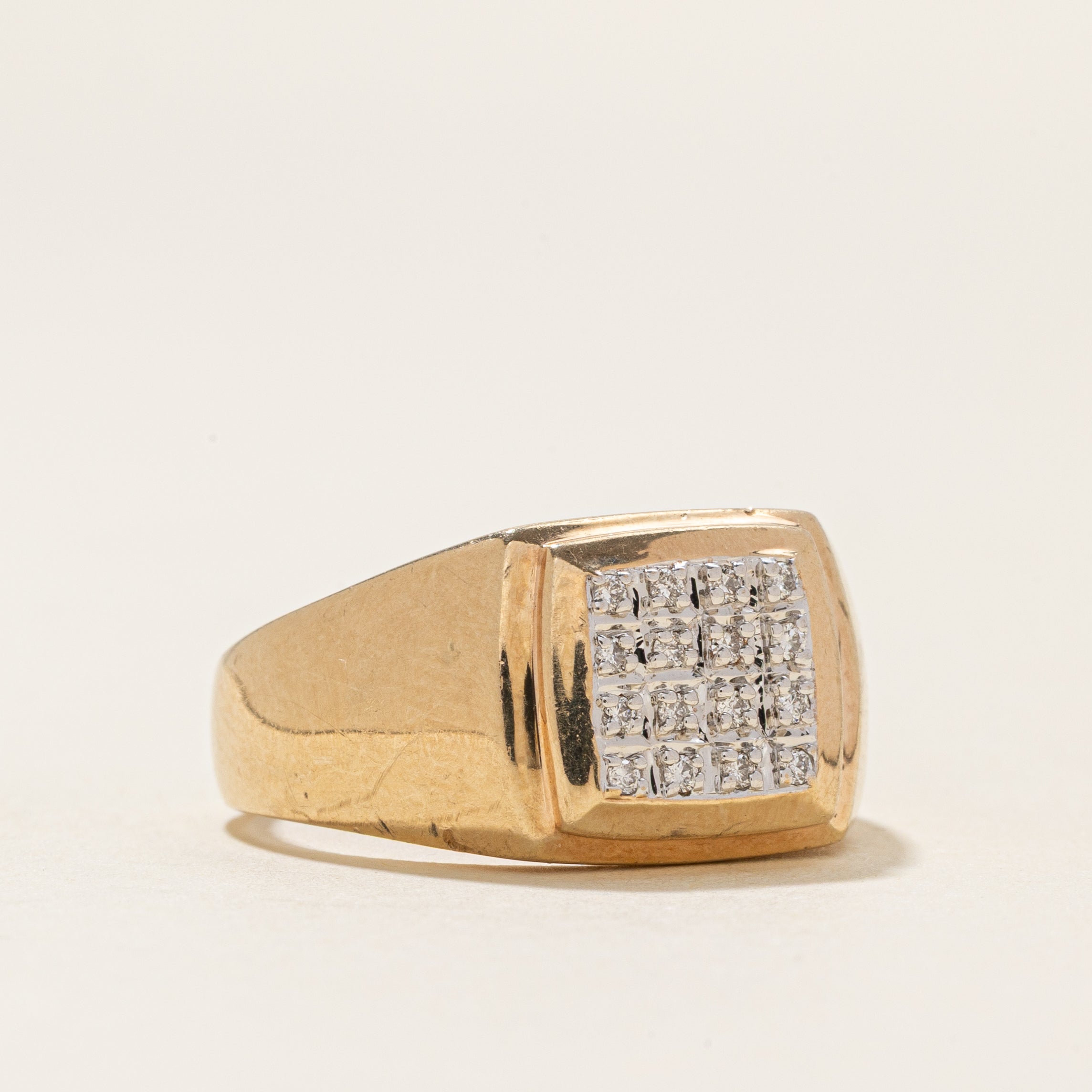 Diamond Square Grid Signet Ring | 0.08ctw | SZ 8.0 |