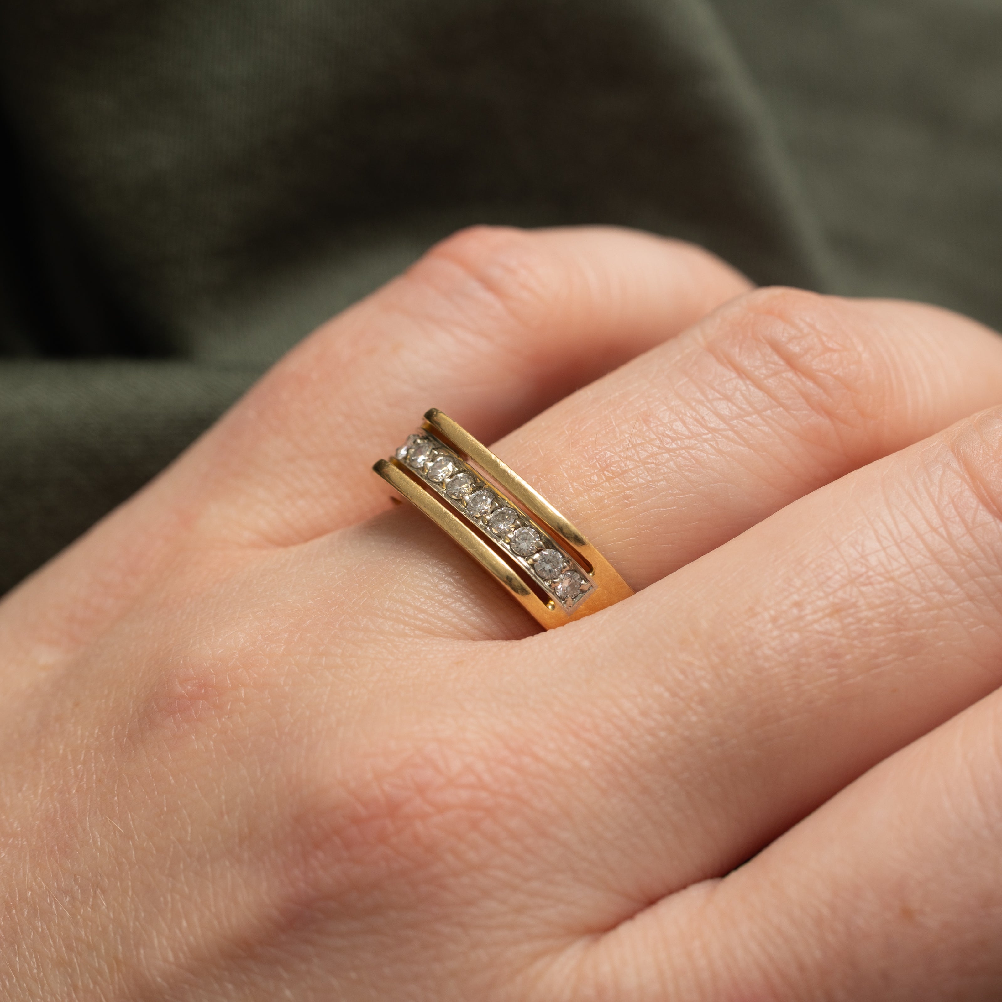 18k Semi Eternity Diamond Soft Square Band | 0.25ctw | SZ 9.5 |