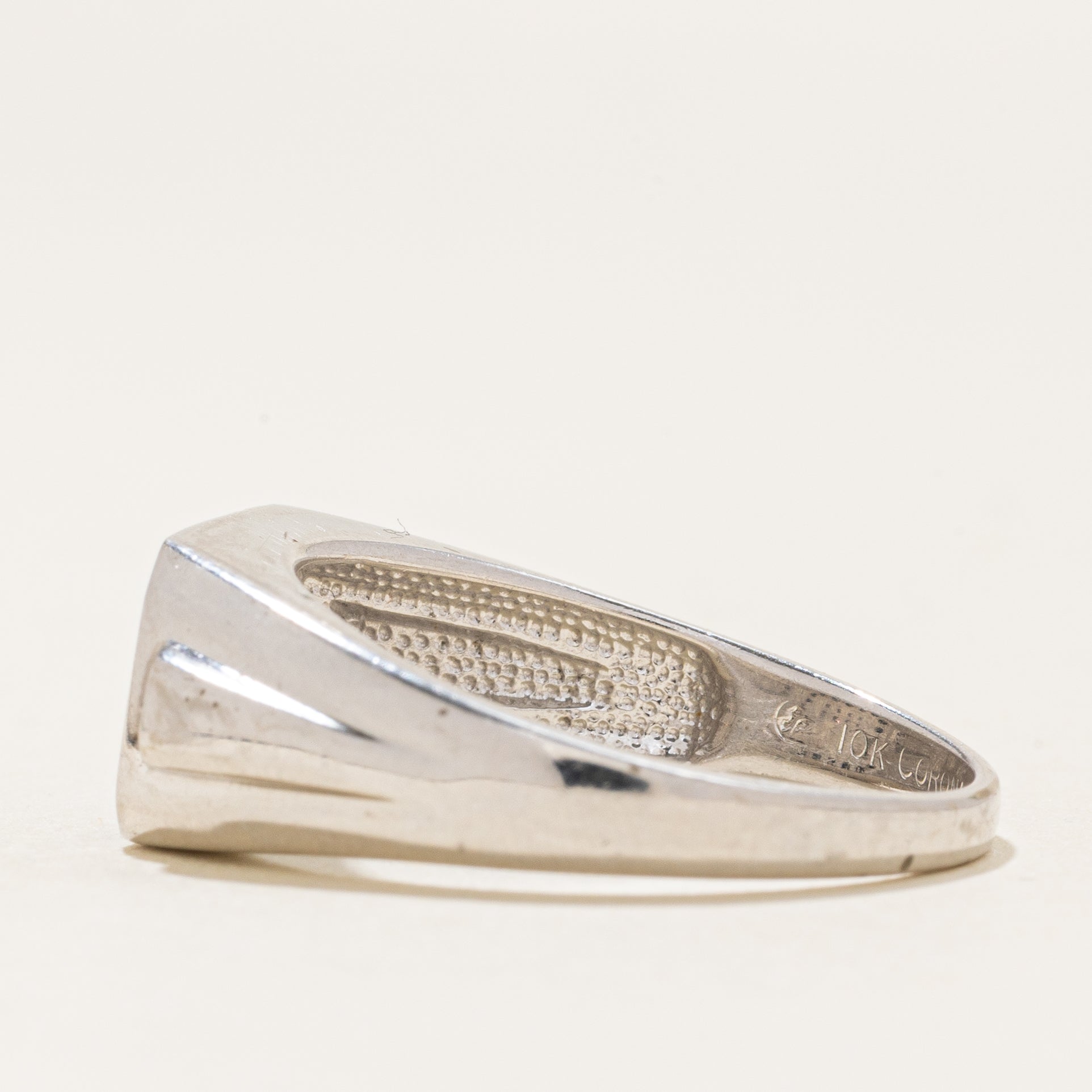 Pavé Set Black & White Diamond Grid Signet Ring | 0.26ctw | SZ 10.25 |