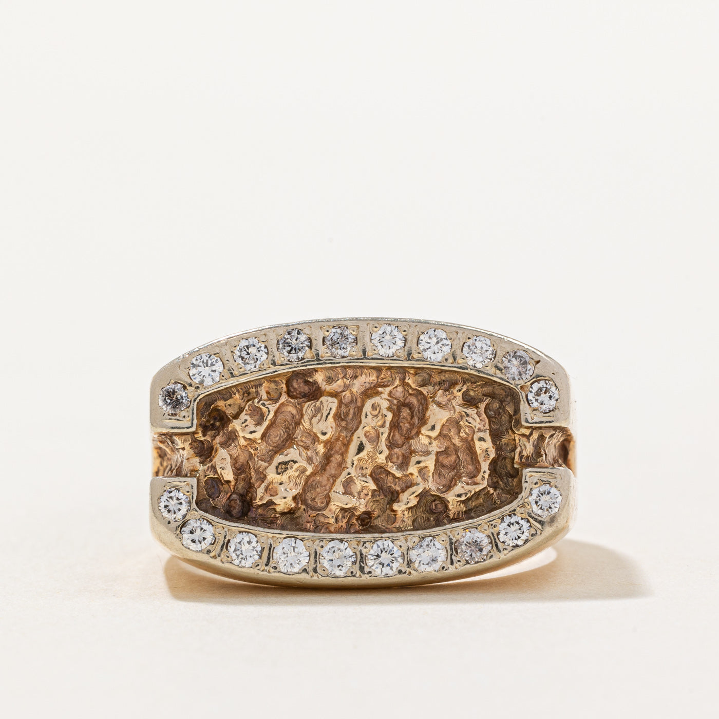 Gold Nugget & Diamond Cocktail Ring | 0.44ctw | SZ 9 |