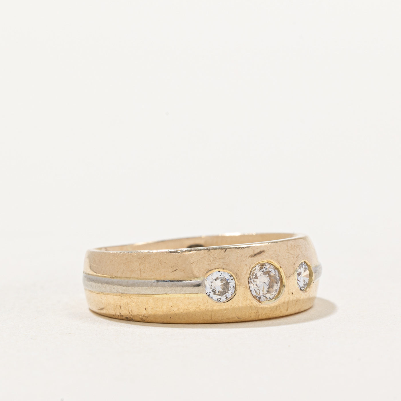 Three Stone Flush Set Diamond Band | 0.29ctw | SZ 6.5 |