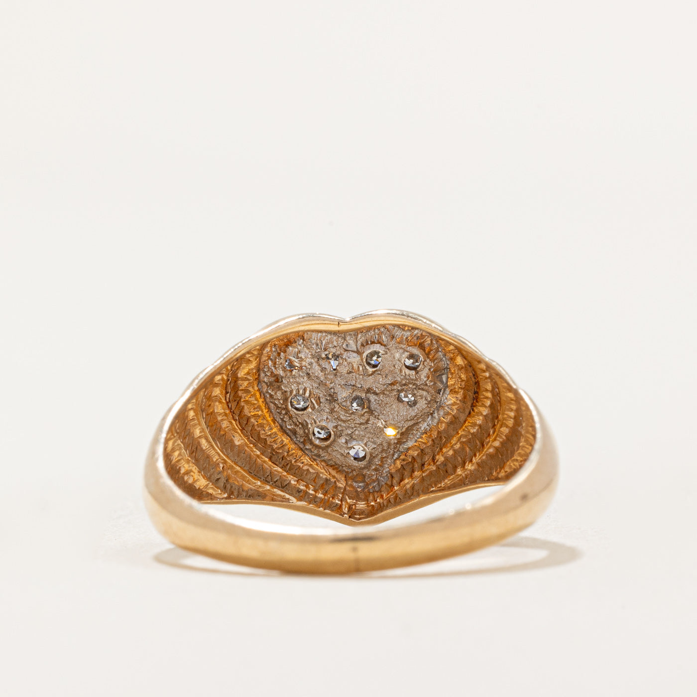 Bague en forme de cœur sertie de diamants (0,12 ct au total) | Taille 8