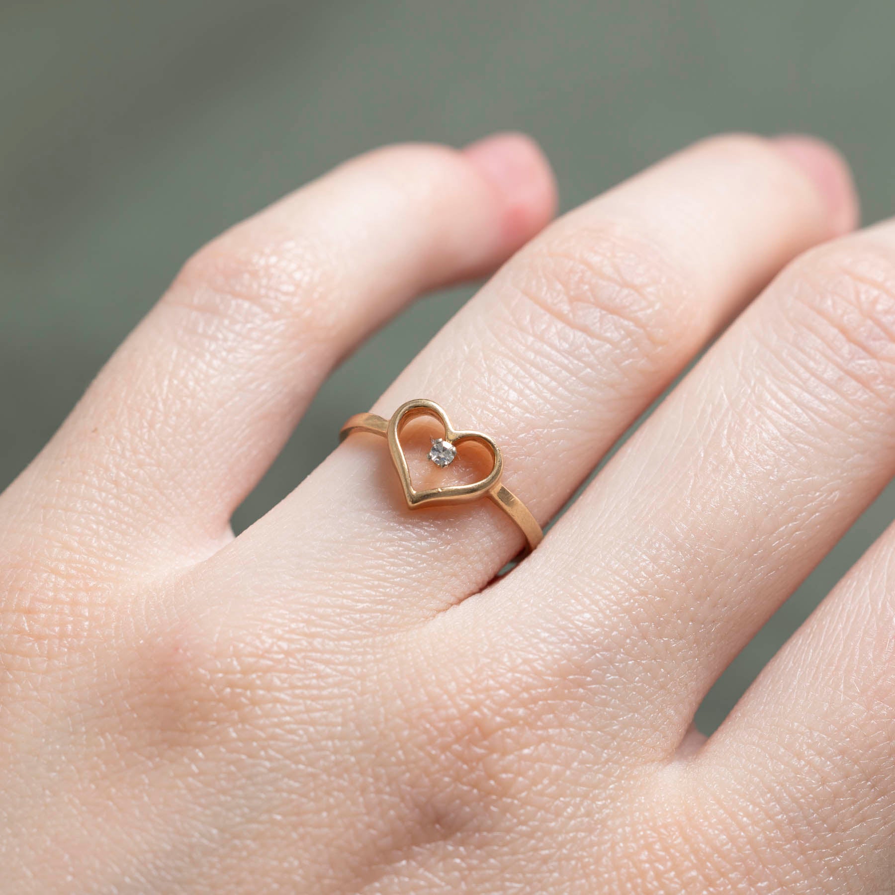 White Sapphire Open Heart Ring | 0.02ct | SZ 5