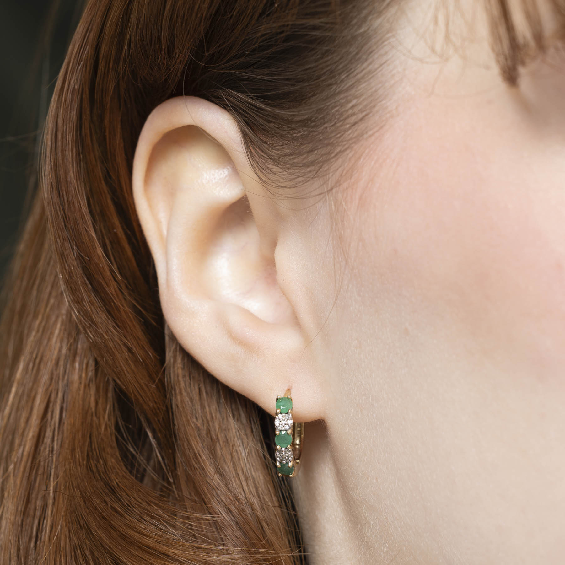 Emerald & Diamond Huggie Earrings | 0.50ctw | 0.11ctw |